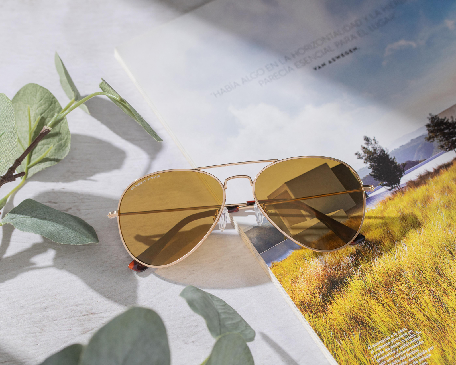 Foto 7 | Foto 7 | Lentes de Sol Unisex Eagle Eyes Aviador Classic Aviator Gold Dorados