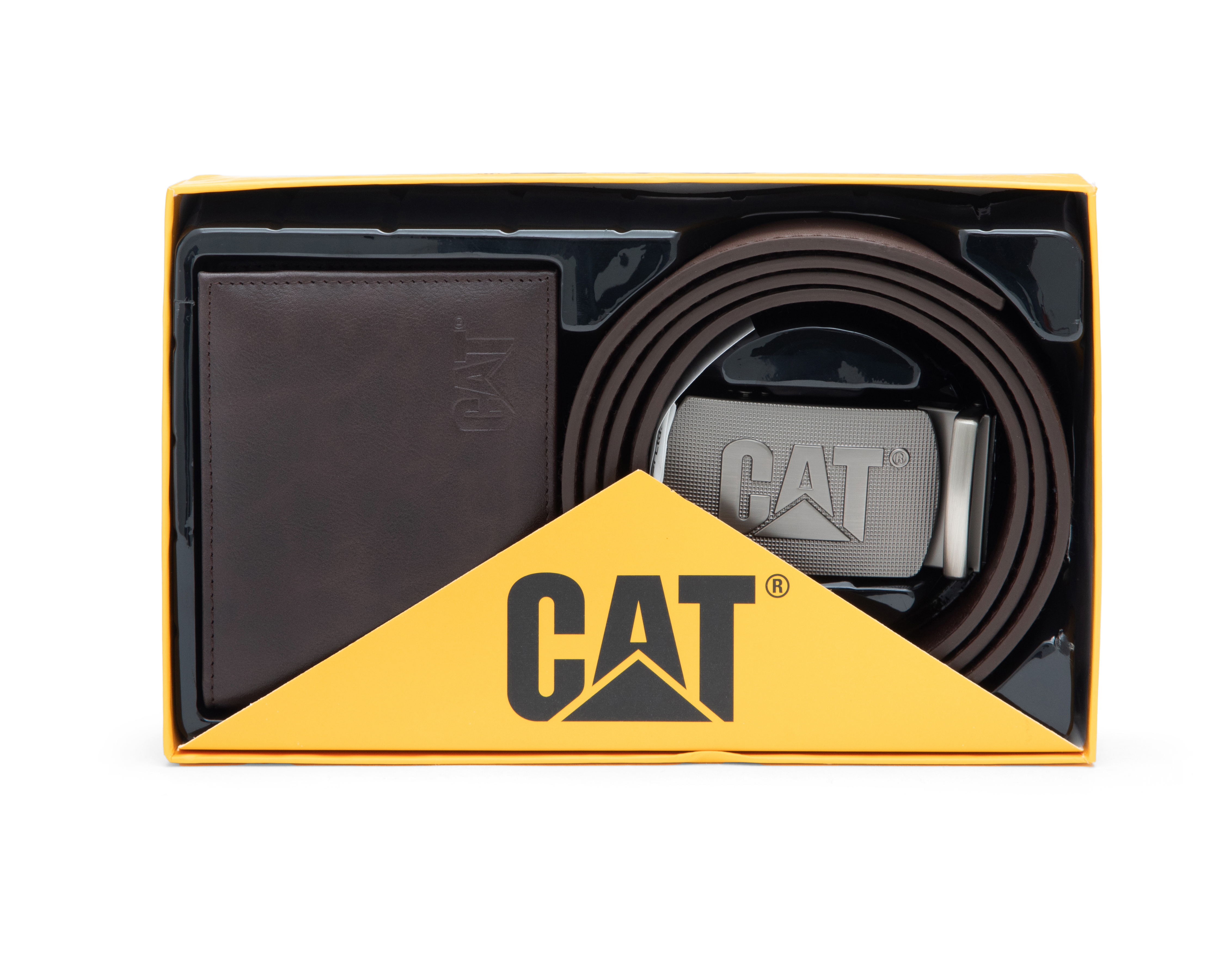Cartera y Cinturón para Hombre CAT Café 2 Piezas