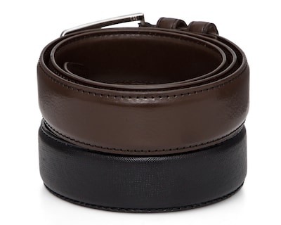 Foto 2 | Foto 2 | Cinturón de Piel para Hombre Wall Street Liso 2 Piezas
