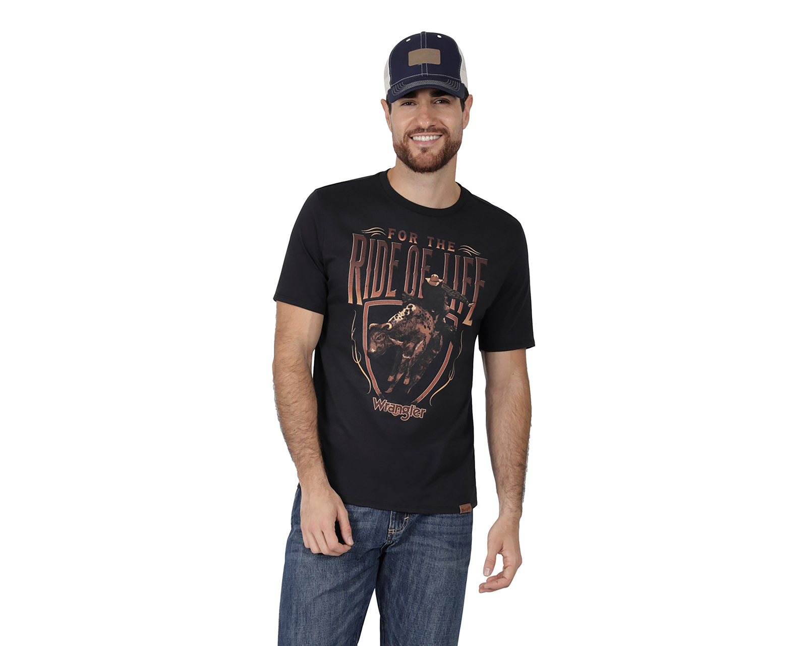 Foto 2 pulgar | Foto 1 | Playera de Cuello Redondo Negra Wrangler para Hombre