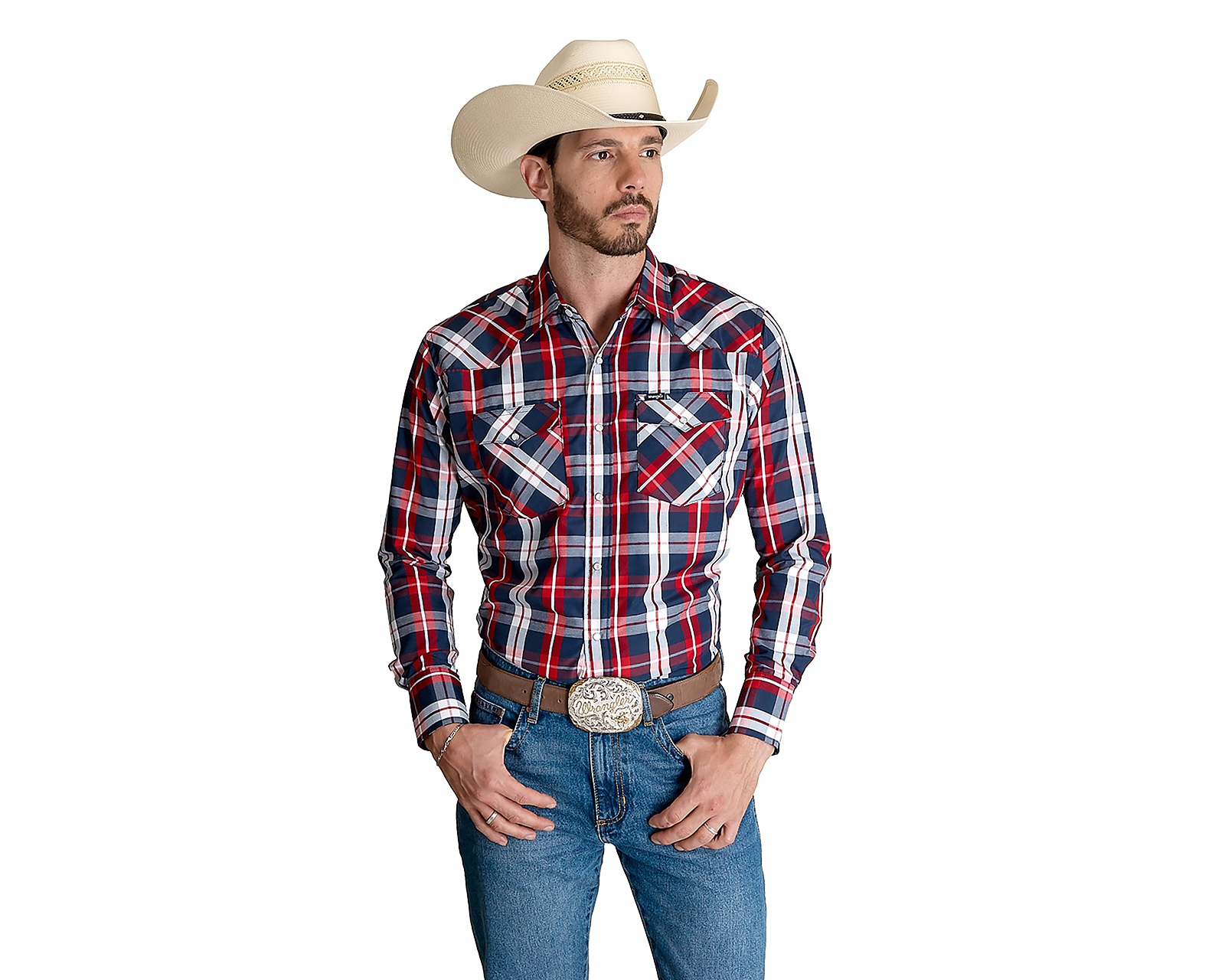 Foto 2 pulgar | Foto 1 | Camisa Casual Wrangler Regular Fit Cuadriculada para Hombre