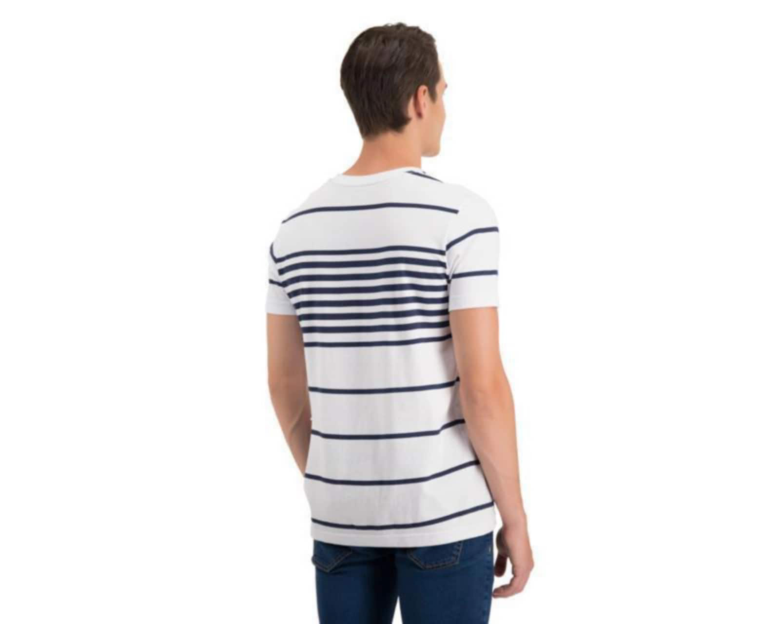 Foto 3 pulgar | Foto 2 | Playera de Cuello V Refill Blanca para Hombre