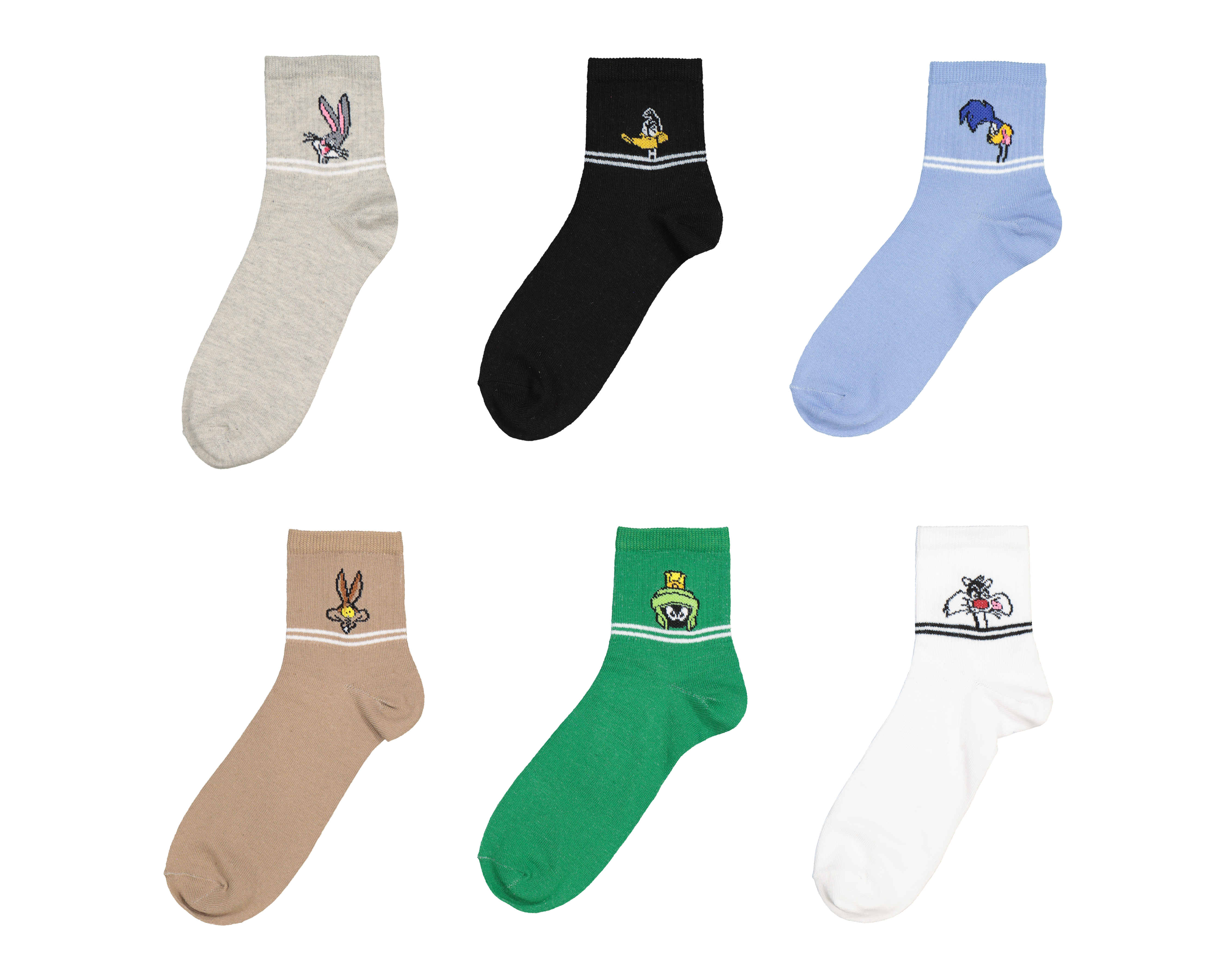 Foto 2 pulgar | Foto 1 | Calcetas Tobilleras Looney Tunes para Hombre 6 Pares