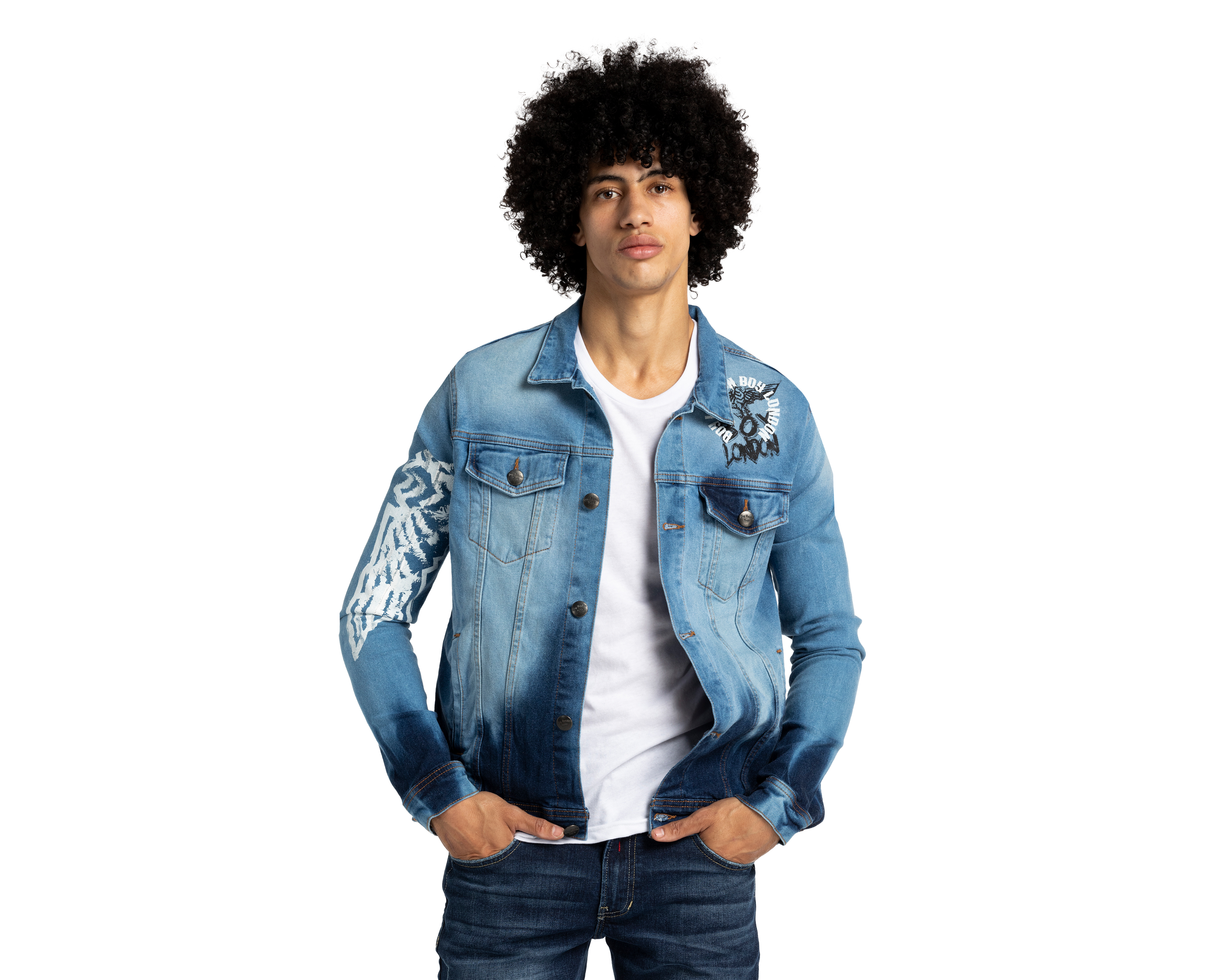 Foto 2 pulgar | Foto 1 | Chamarra Boy London Trucker de Mezclilla