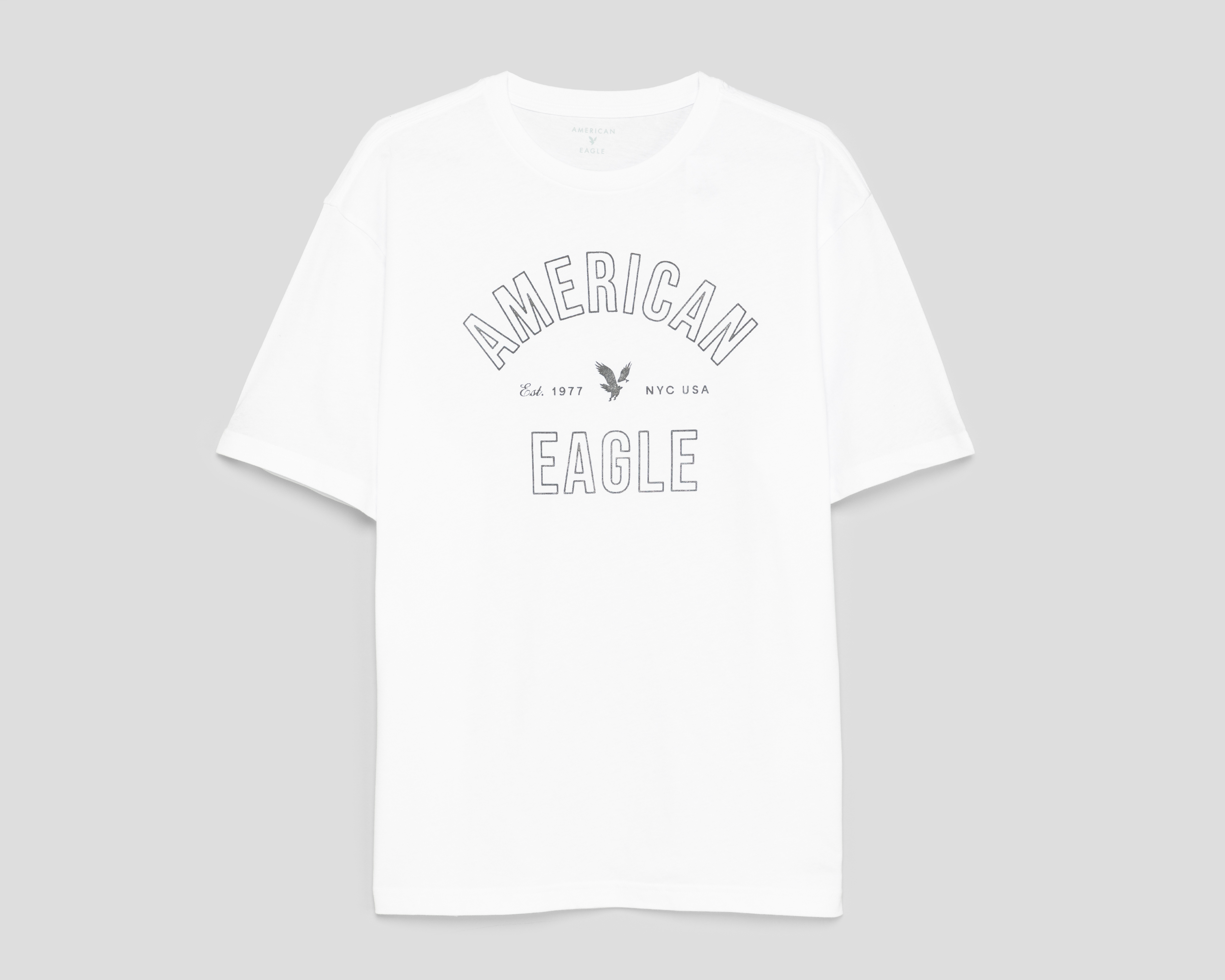 Foto 2 pulgar | Foto 1 | Playera de Cuello Redondo Blanca American Eagle para Hombre