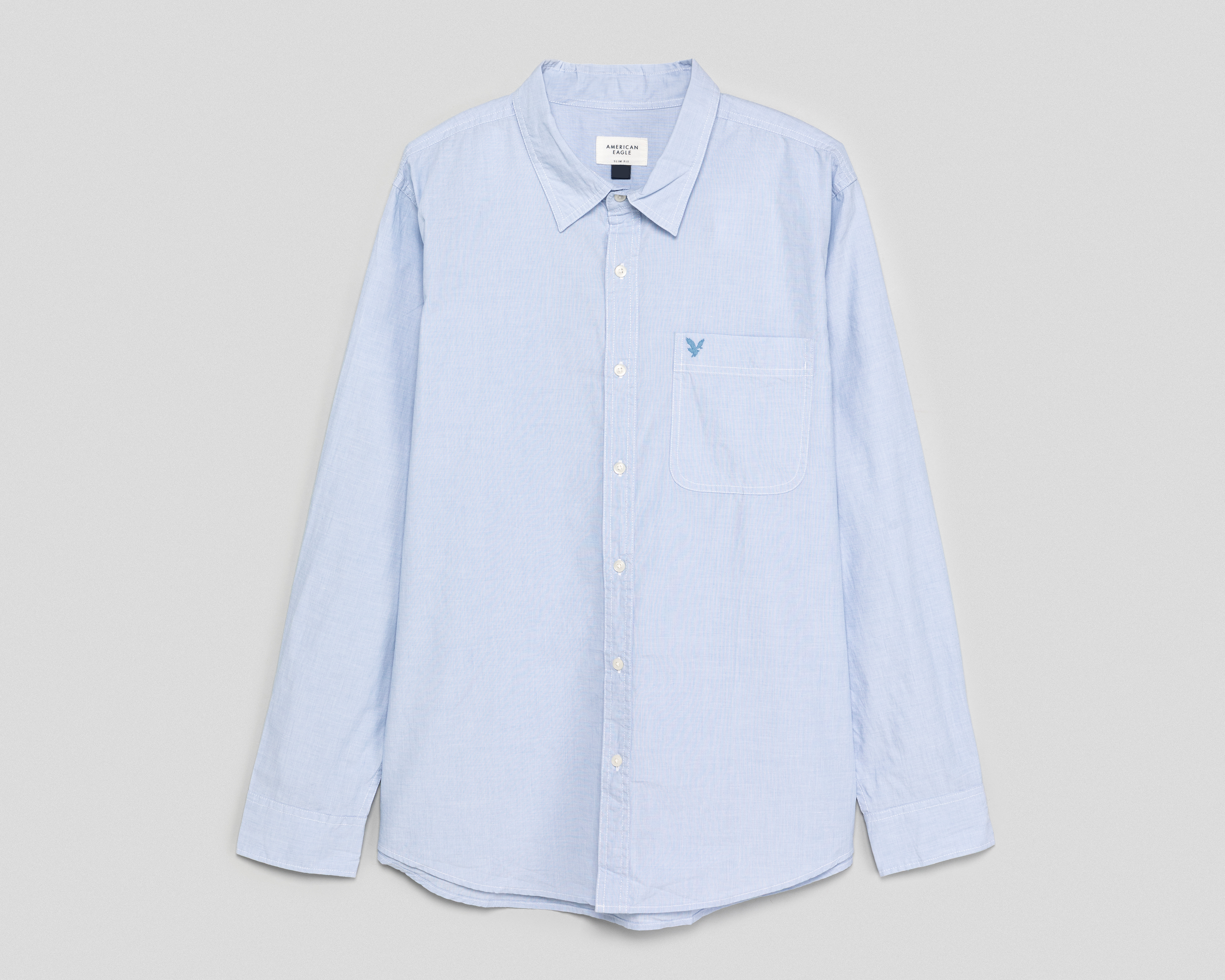 Camisa Casual de Algodón American Eagle Regular Fit Azul para Hombre