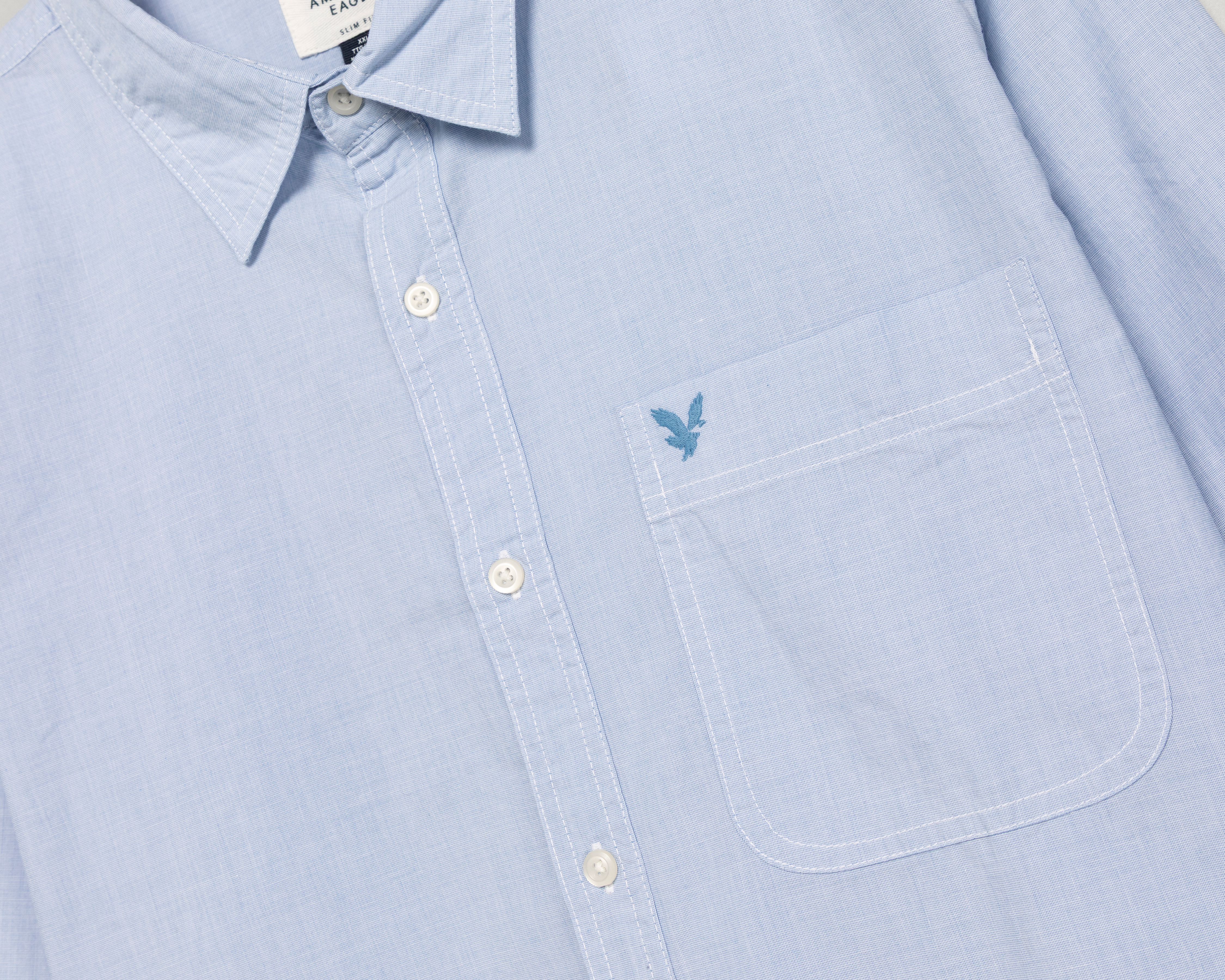 Foto 3 | Foto 3 | Camisa Casual de Algodón American Eagle Regular Fit Azul para Hombre