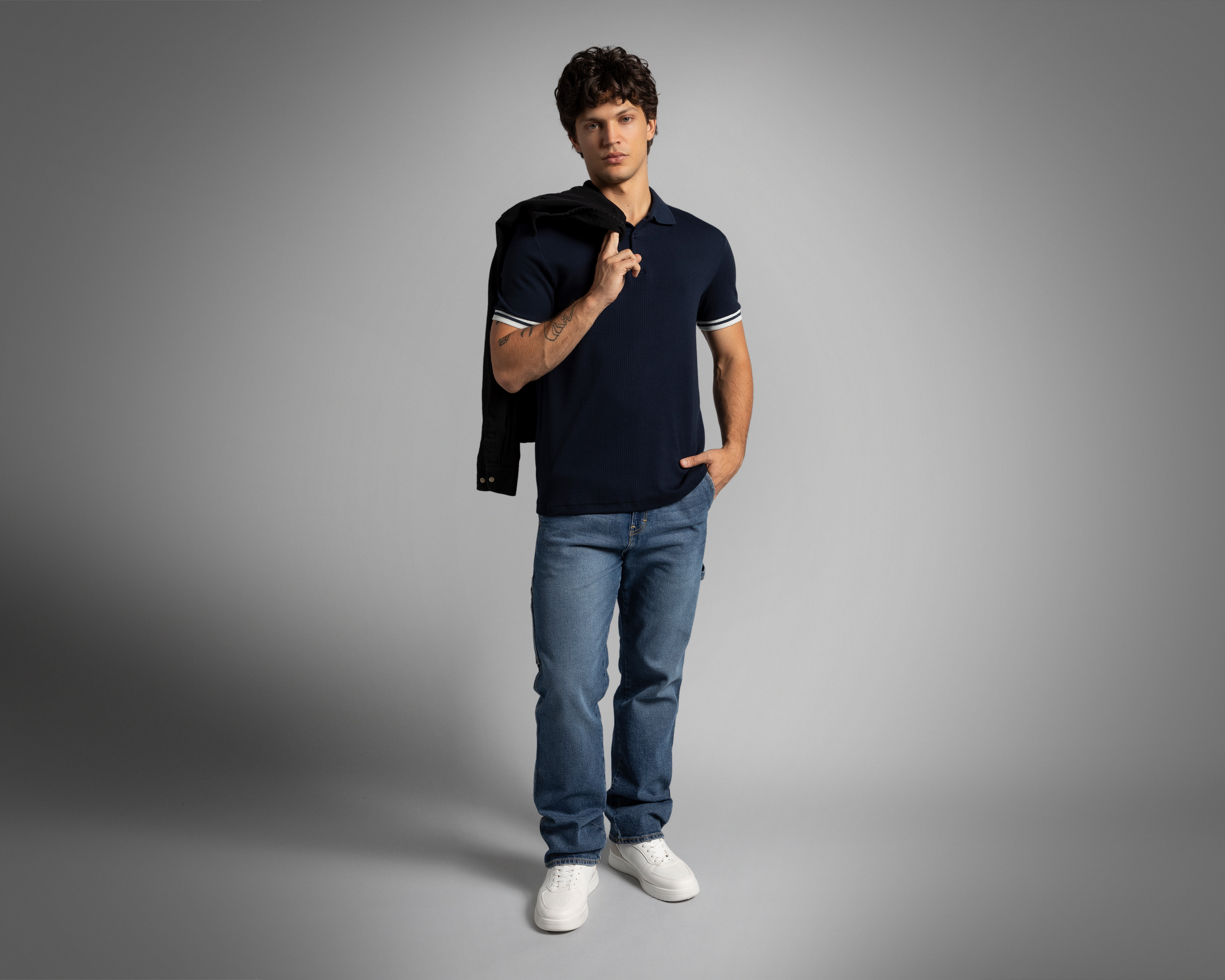 Playera Polo Thinner Manga Corta Negra para Hombre