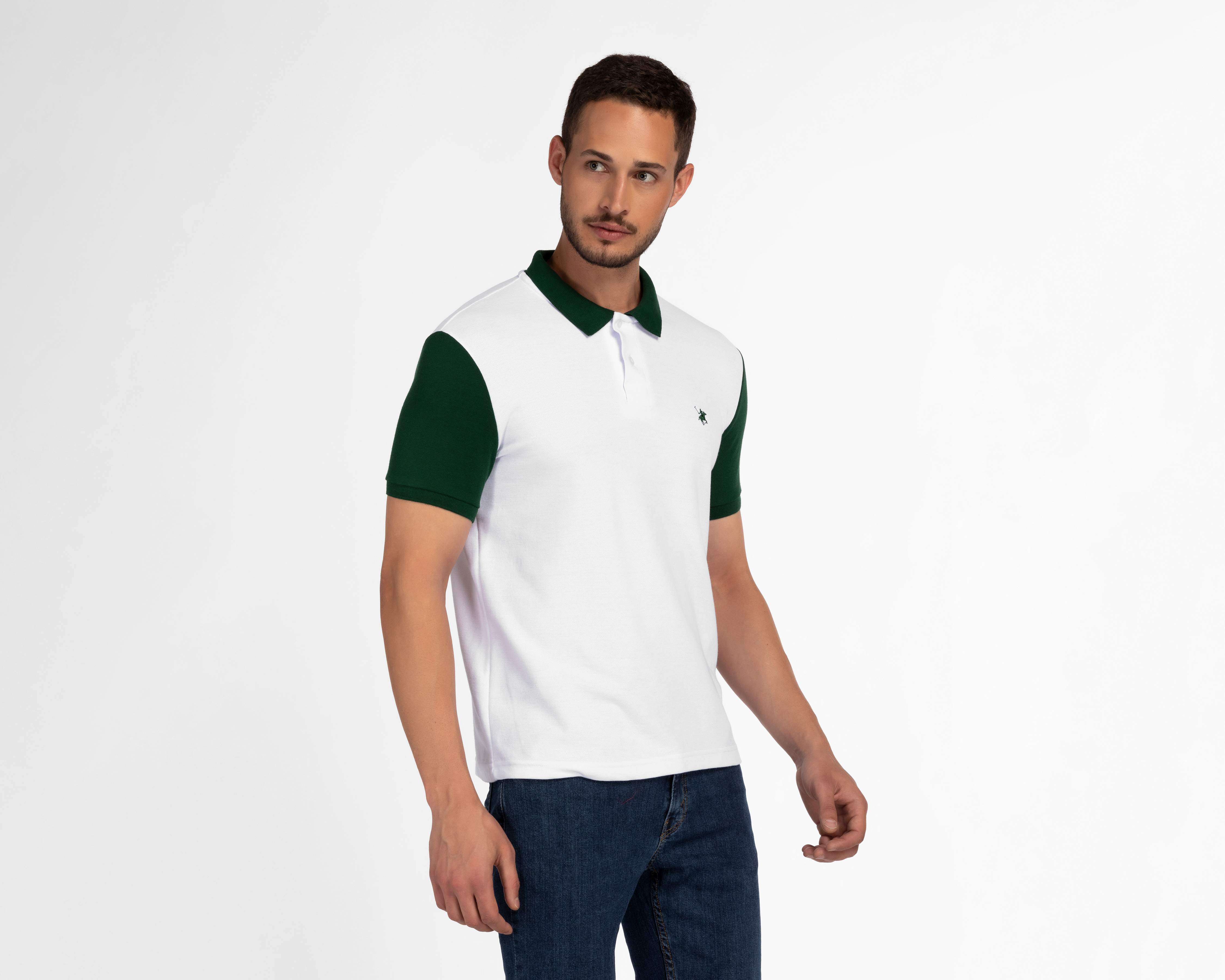 Playera Polo York Team Polo Club Blanca con Mangas Negras para Hombre