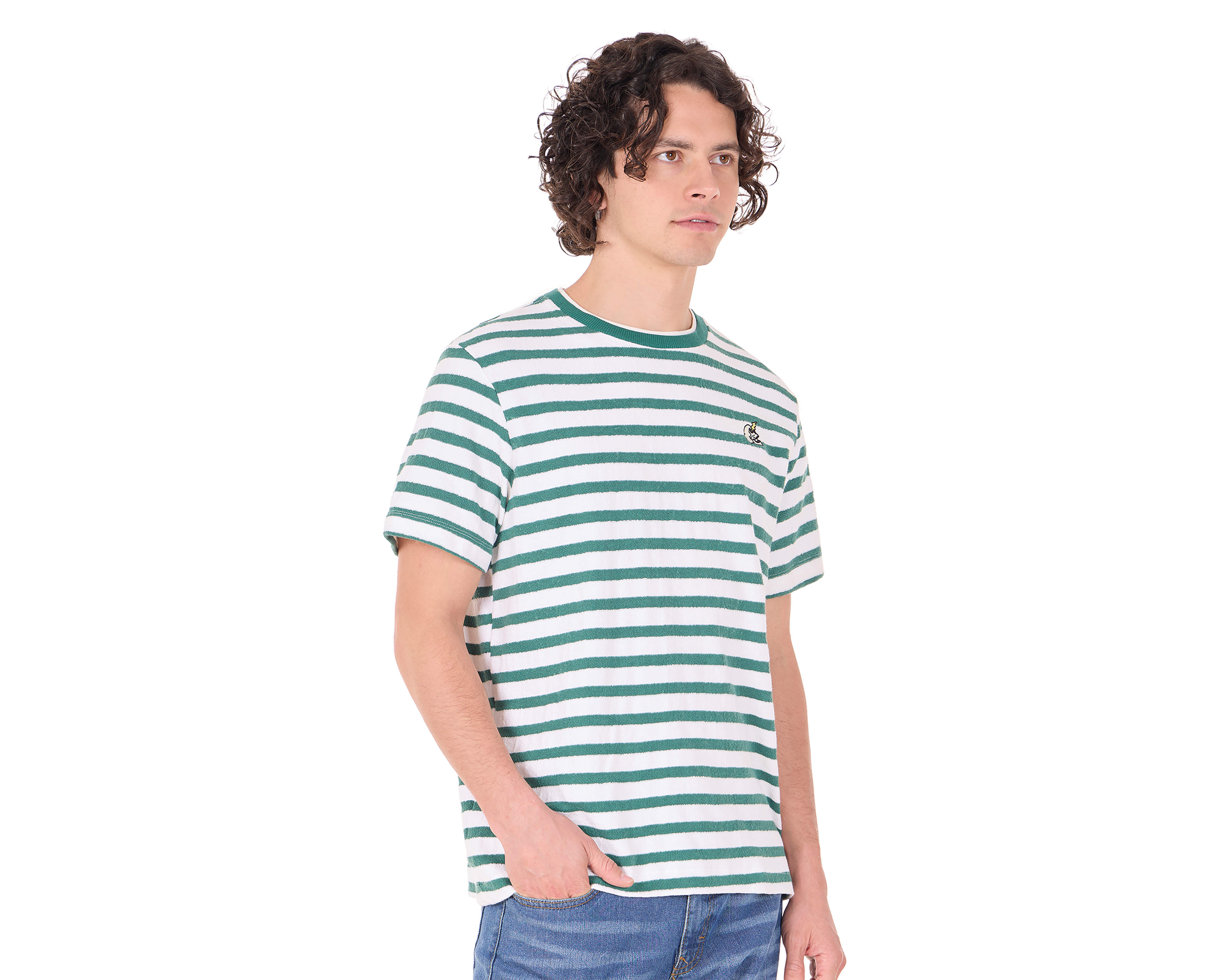 Foto 4 pulgar | Foto 3 | Playera de Cuello Redondo Verde Action Gear para Hombre