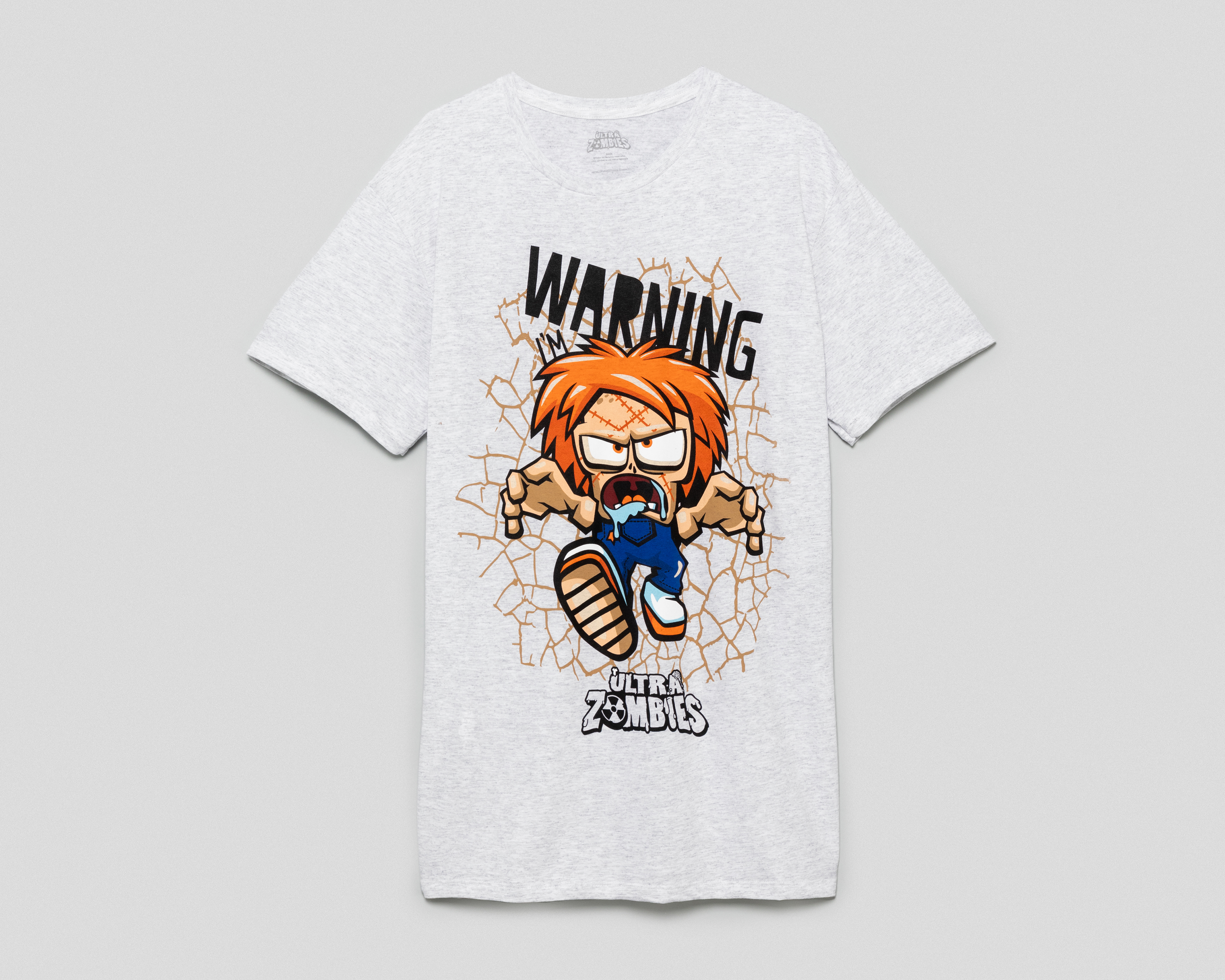 Playera de Cuello Redondo Gris Ultra Zombies para Hombre