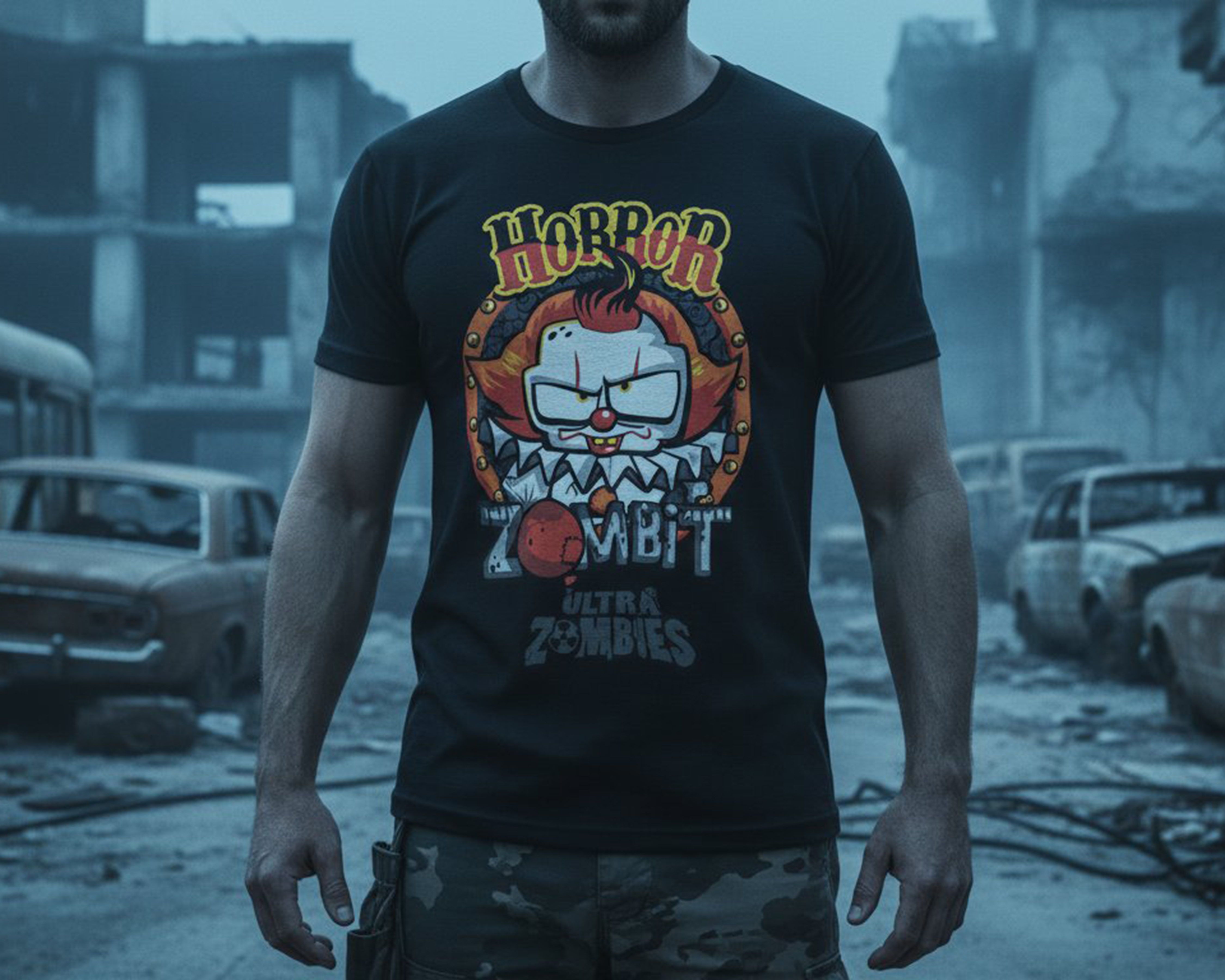 Foto 4 | Foto 4 | Playera de Cuello Redondo Negra Ultra Zombies para Hombre