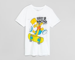 Playera de Cuello Redondo Blanca Disney Los Simpson para Hombre
