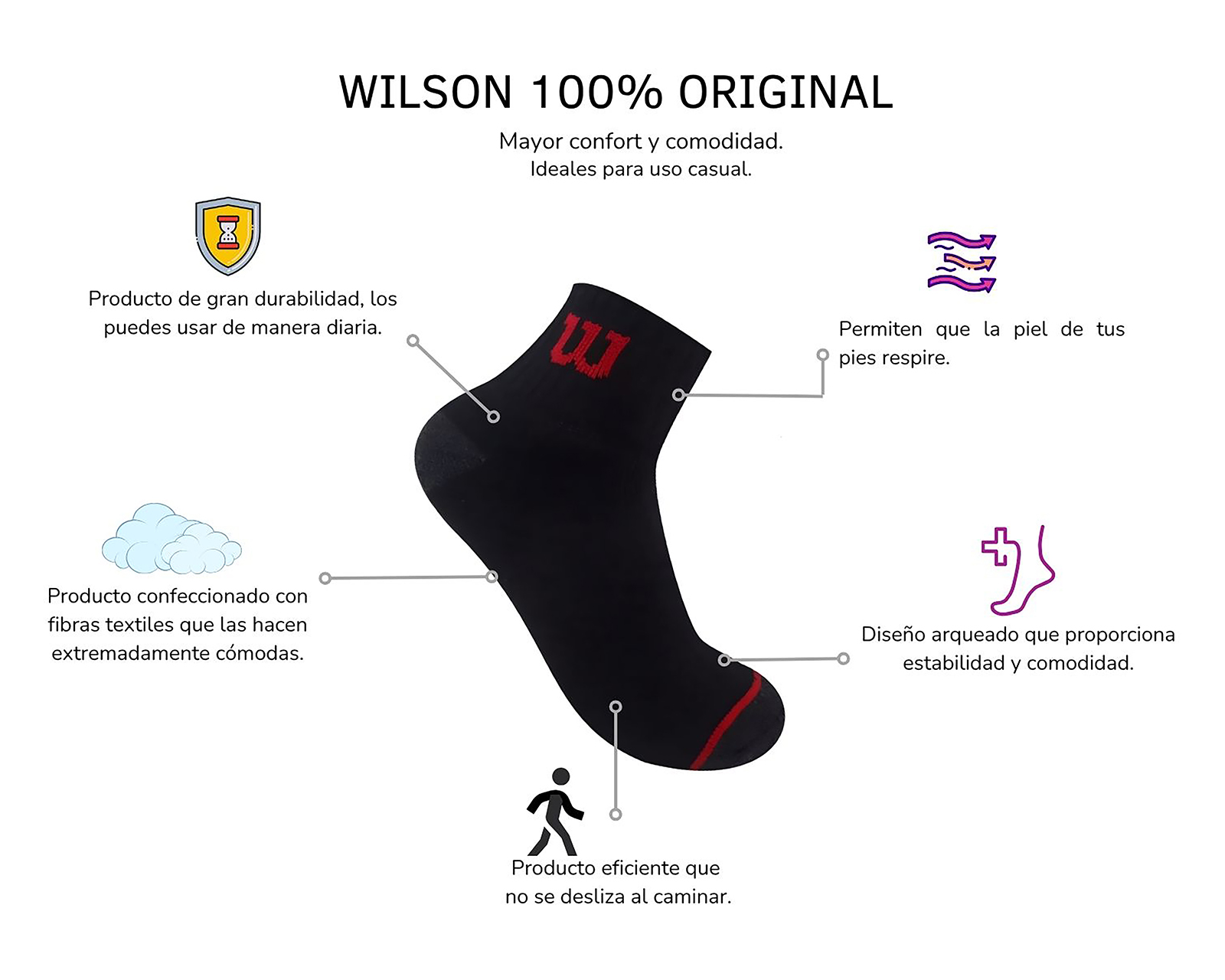 Foto 4 pulgar | Foto 3 | Calcetas Deportivas Wilson para Hombre 20 Pares