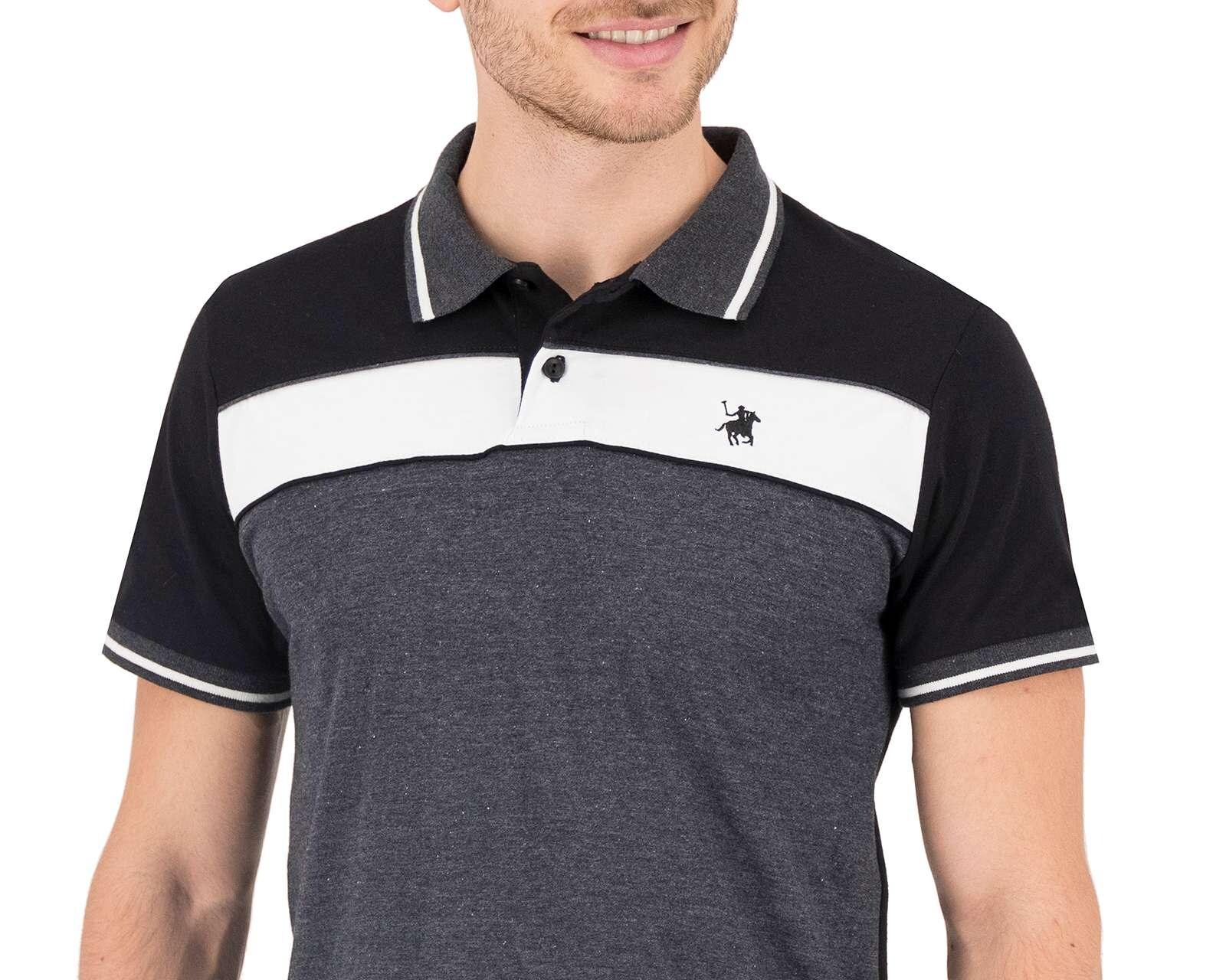 Foto 4 pulgar | Foto 3 | Playera Polo York Team Polo Club Negra con Franjas para Hombre
