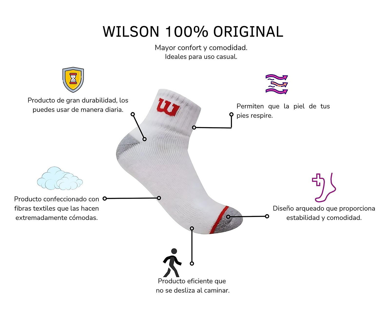 Foto 6 pulgar | Foto 5 | Calcetas Deportivas Wilson para Hombre 20 Pares