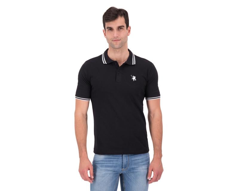 Playera Polo York Team Polo Club Negra con Blanco para Hombre