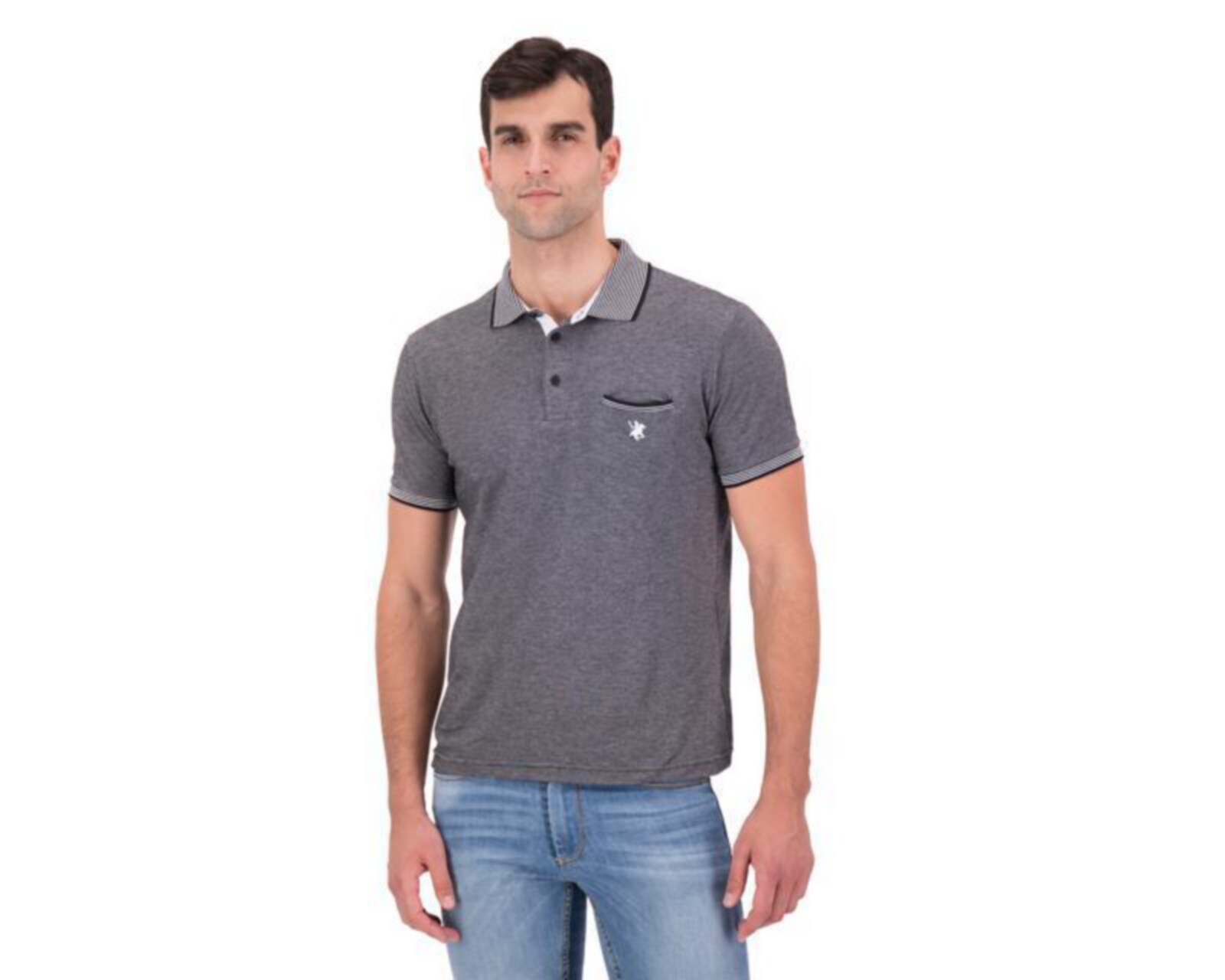 Playera Polo York Team Polo Club Gris con Bolsillo para Hombre