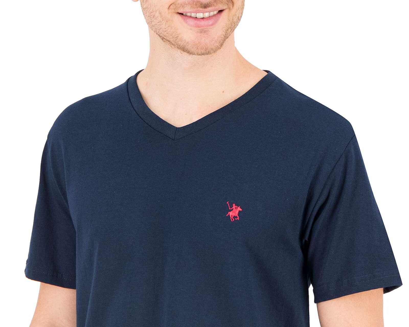 Foto 4 pulgar | Foto 3 | Playera Cuello V Azul marca York Team Polo Club para Hombre