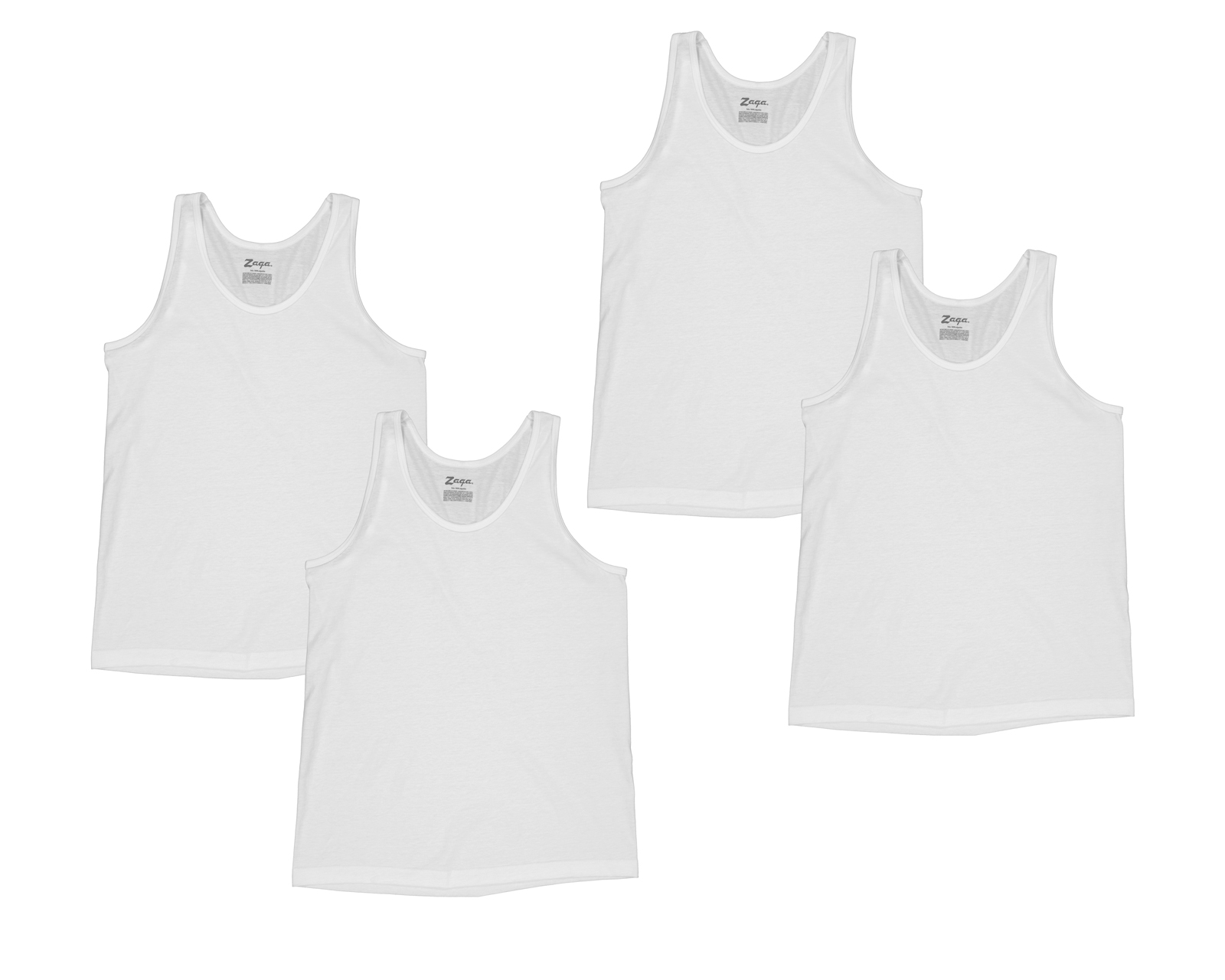 Foto 1 | Foto 1 | Camiseta Interior Blanca Zaga para Hombre 4 Piezas