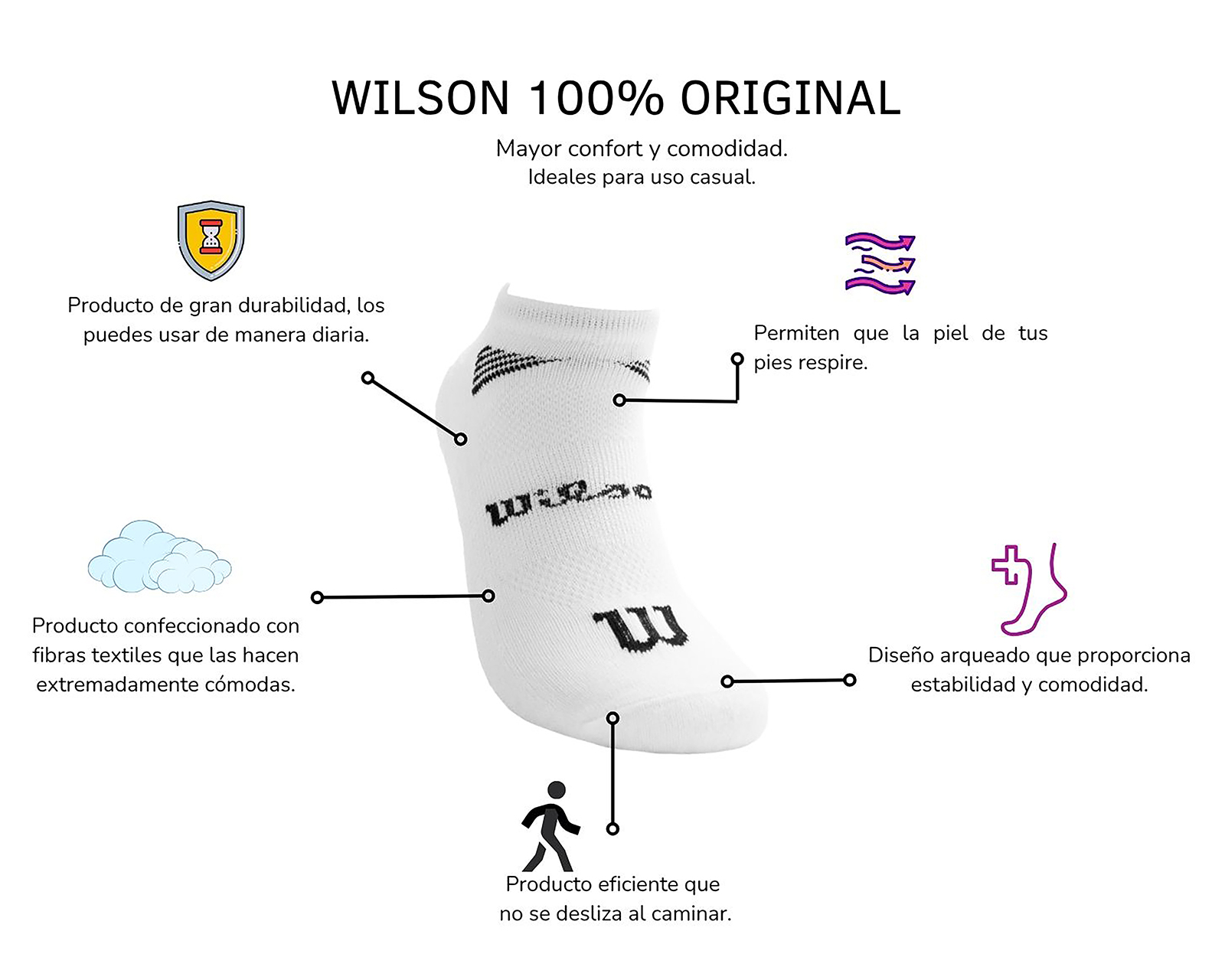 Foto 4 pulgar | Foto 3 | Calcetines Deportivos Wilson para Hombre 12 Pares