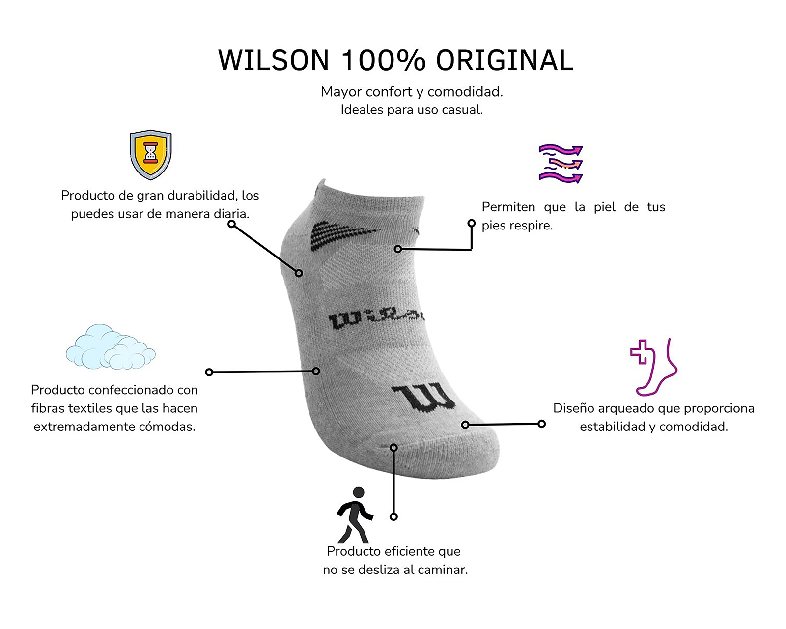 Foto 4 pulgar | Foto 3 | Calcetines Deportivos Wilson para Hombre 12 Pares
