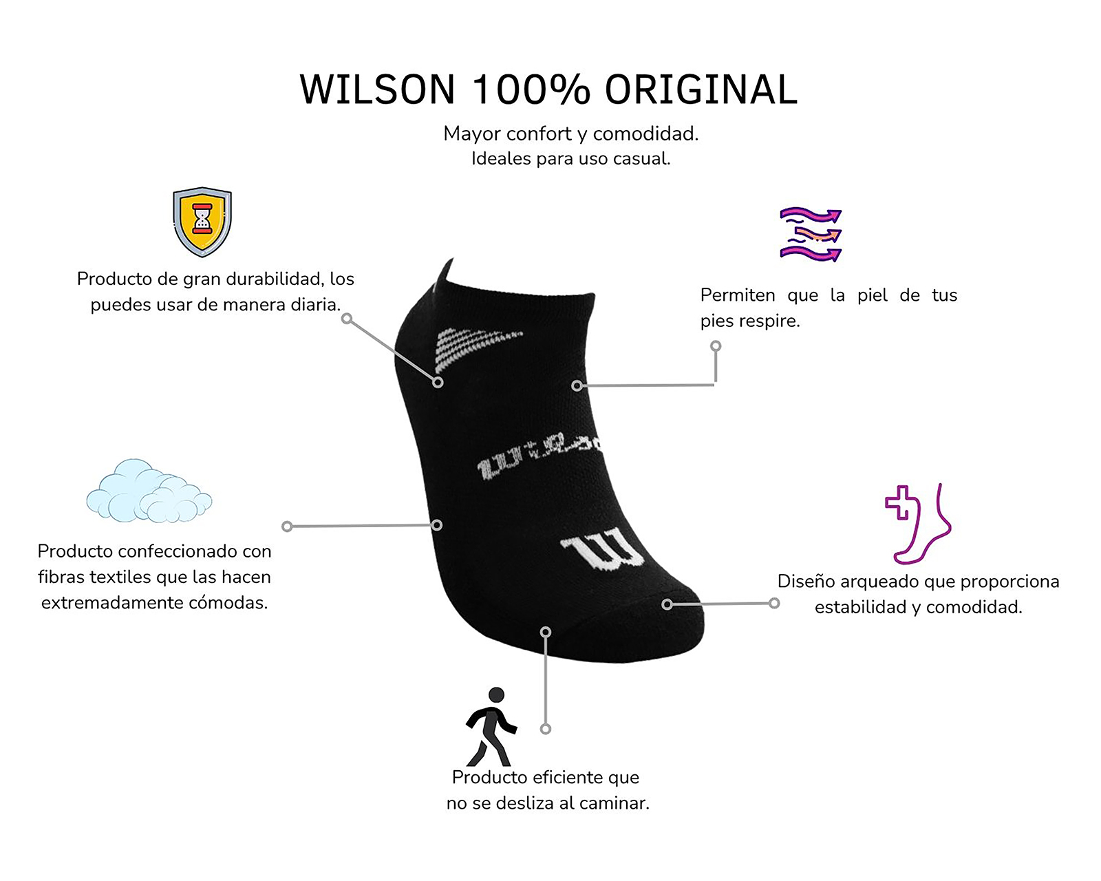 Foto 3 | Foto 3 | Calcetas Deportivas Wilson para Hombre 12 Pares