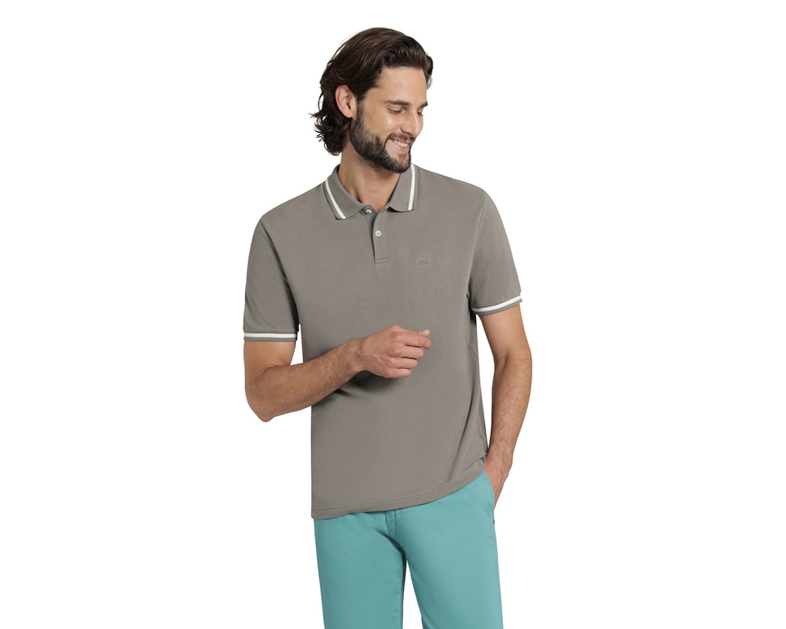 Foto 1 | Foto 1 | Playera Polo Lee Manga Corta Gris para Hombre