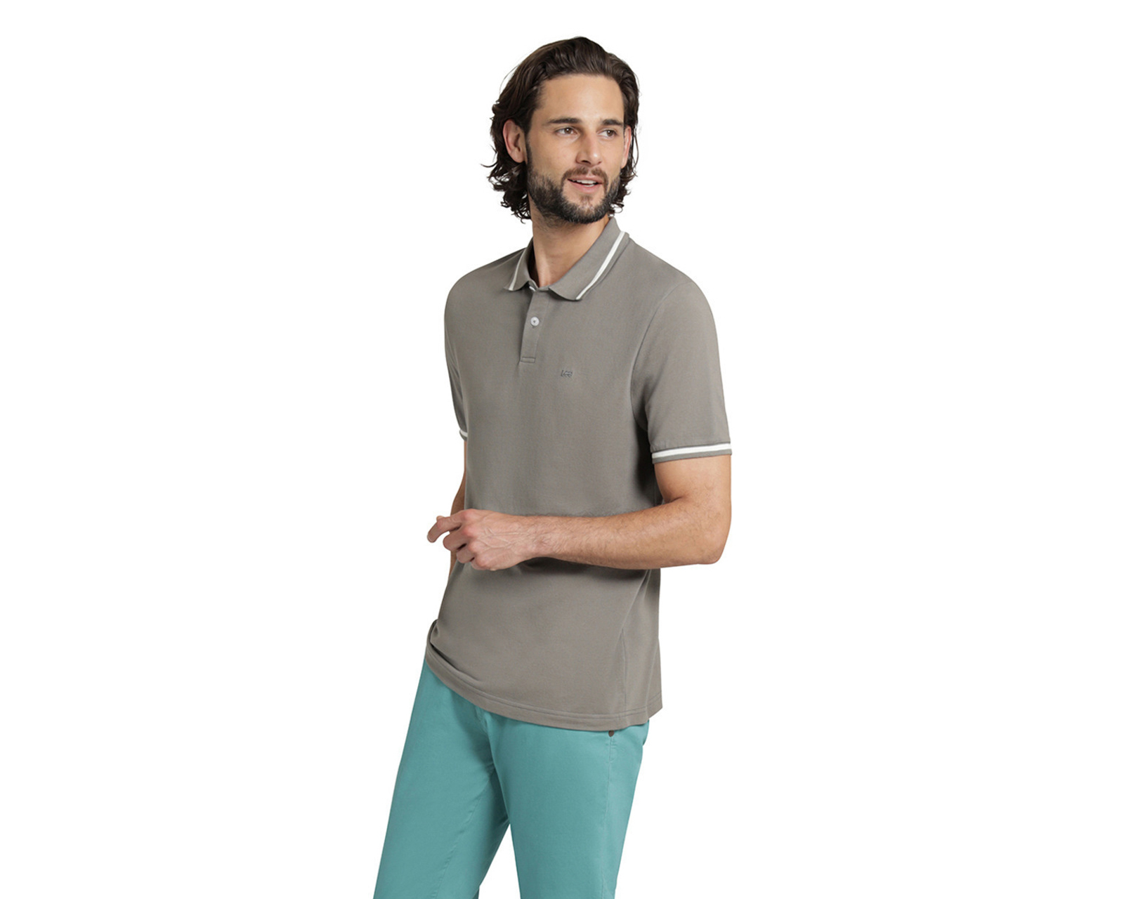 Foto 3 | Foto 3 | Playera Polo Lee Manga Corta Gris para Hombre