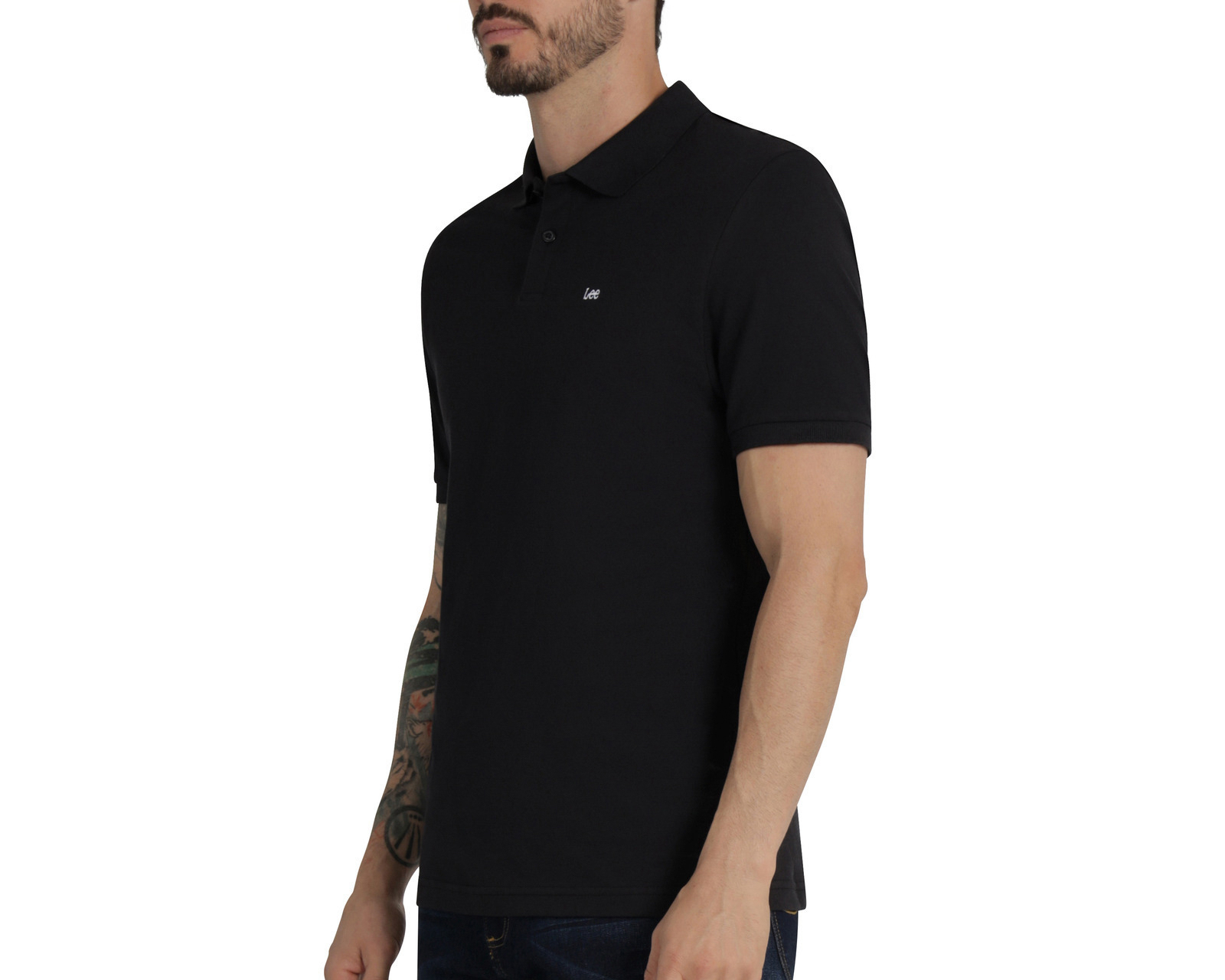 Foto 5 pulgar | Foto 4 | Playera Polo Lee Manga Corta Negra para Hombre
