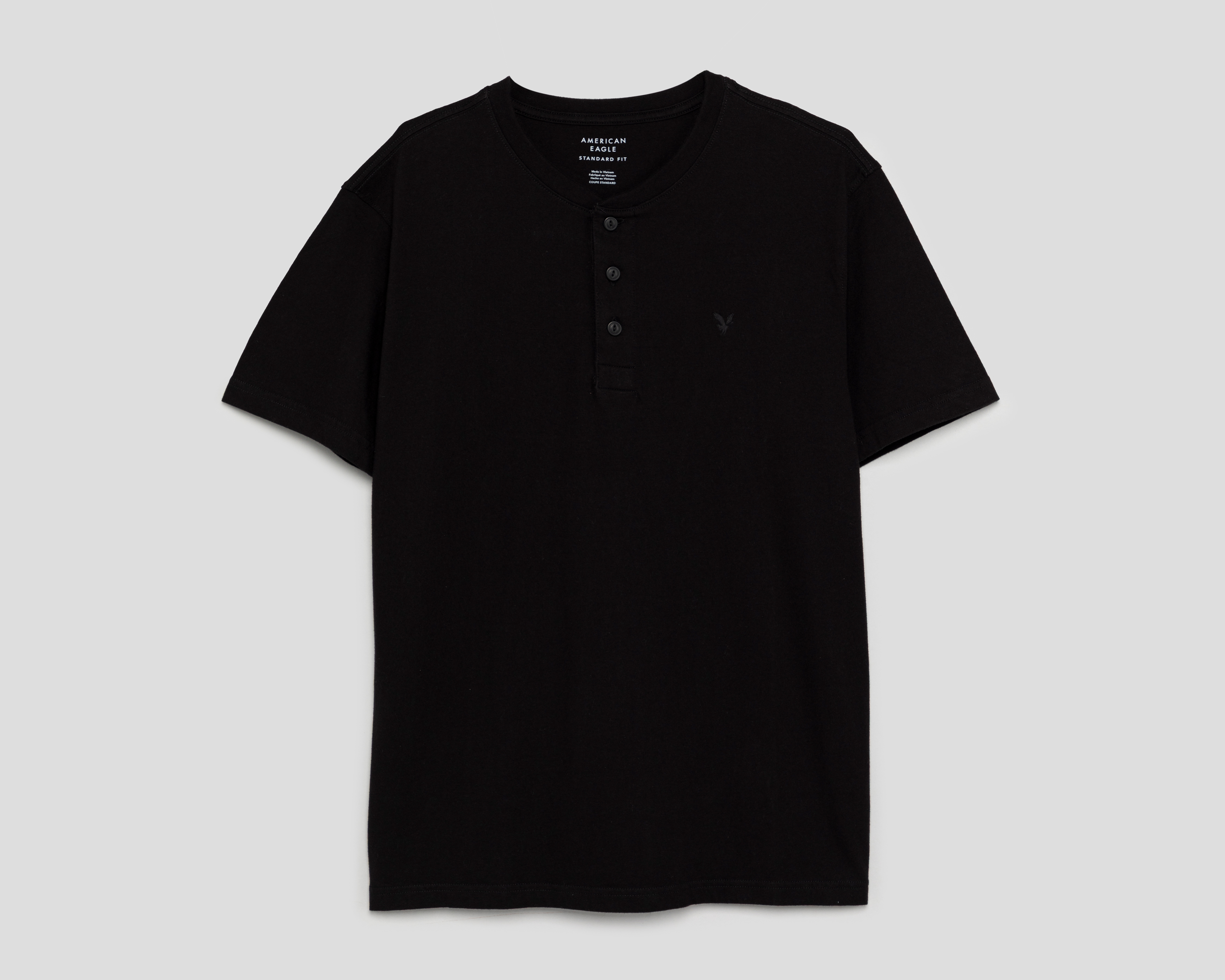 Playera Cuello Henley Negra American Eagle para Hombre