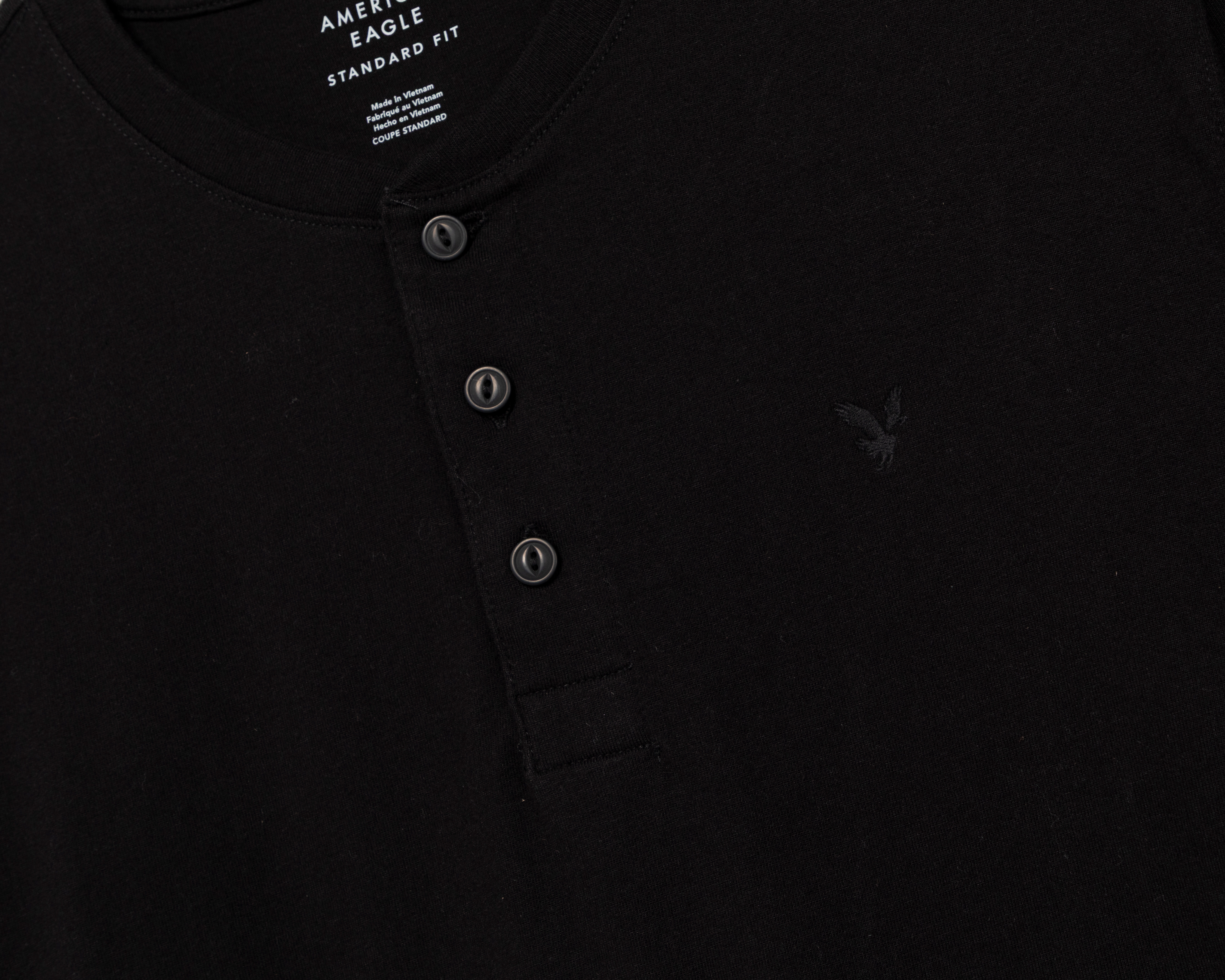Foto 3 | Foto 3 | Playera Cuello Henley Negra American Eagle para Hombre