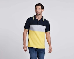 Playera Polo York Team Polo Club Azul y Amarillo para Hombre