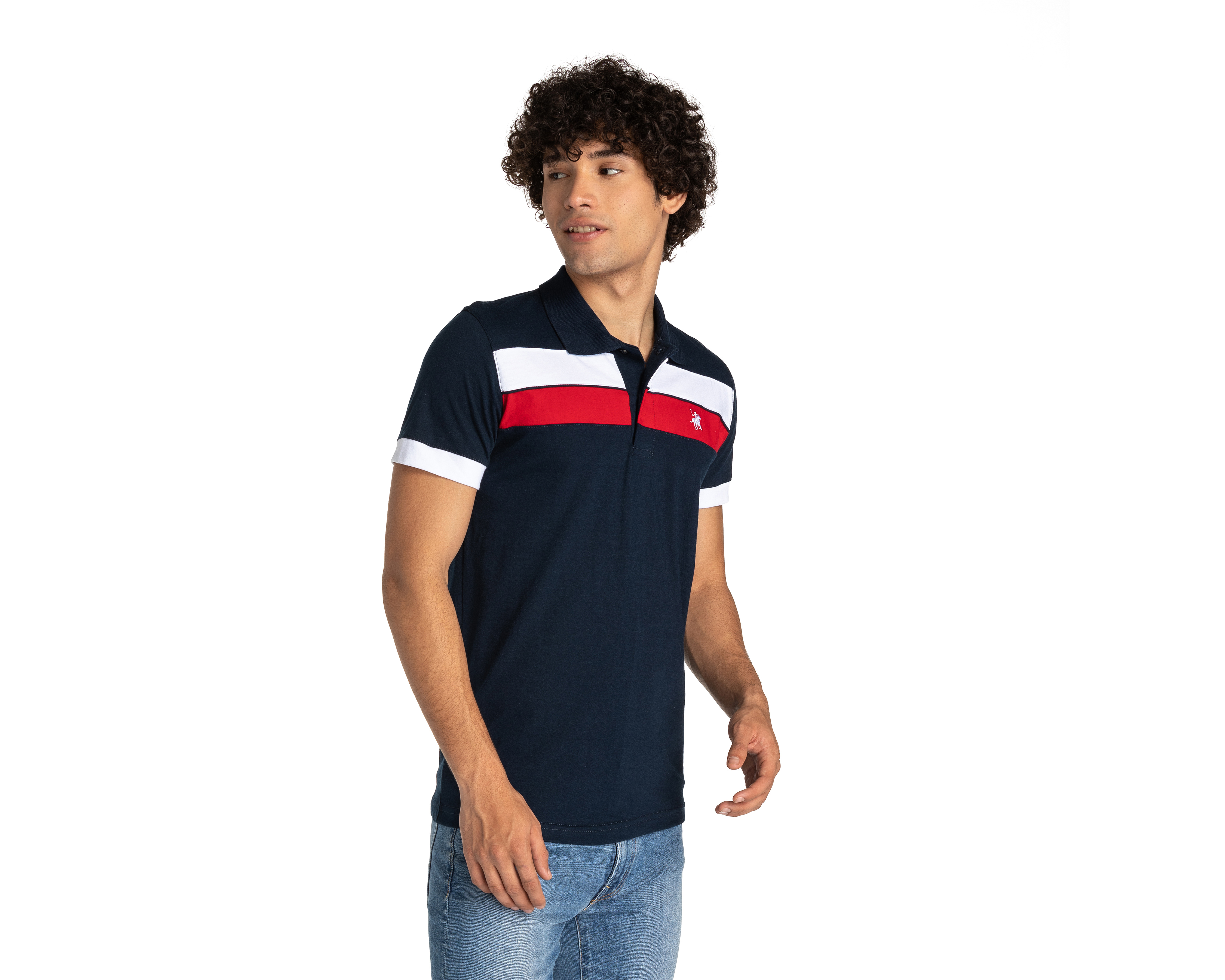 Foto 2 pulgar | Foto 1 | Playera Polo York Team Polo Club Azul Marino para Hombre