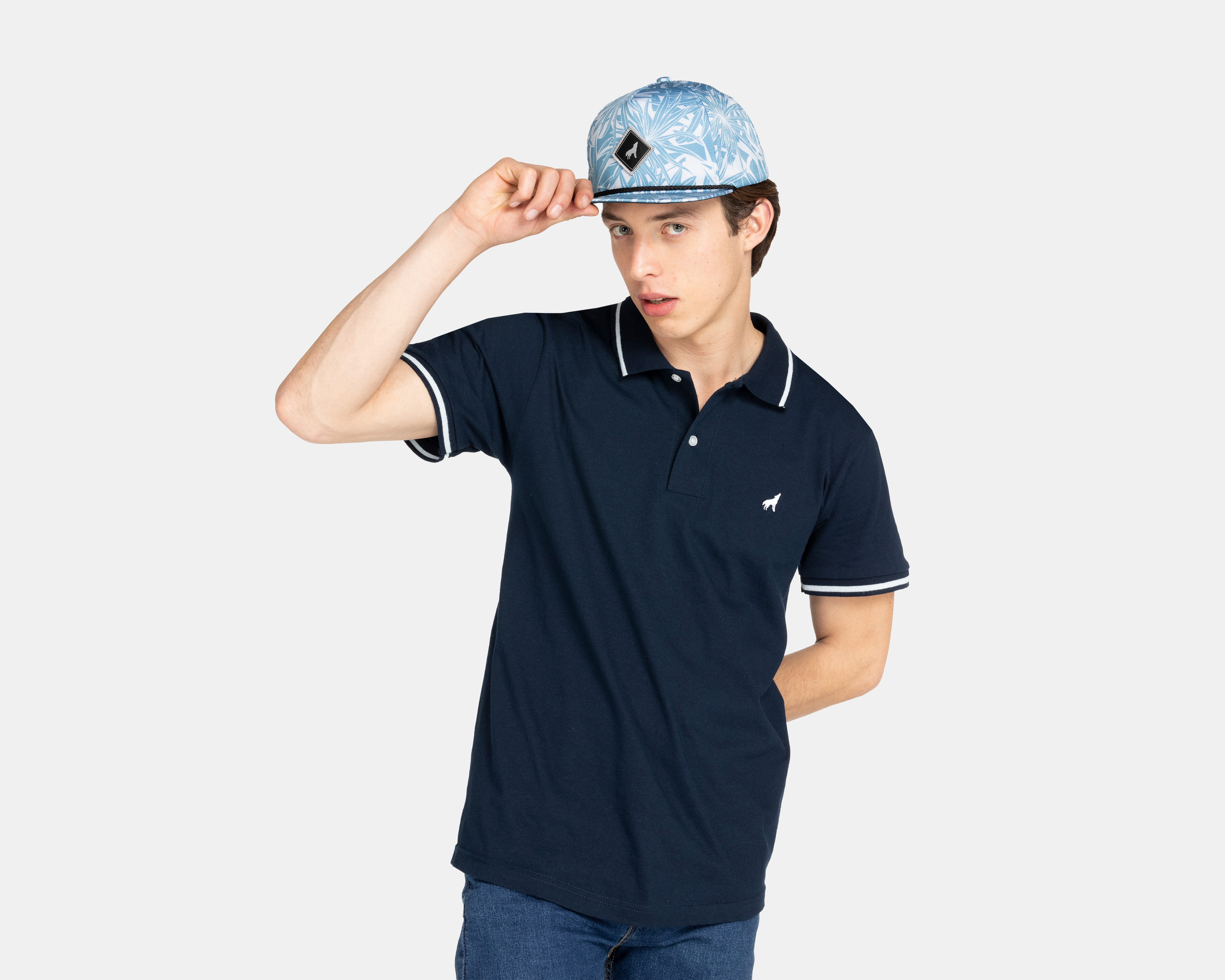 Foto 2 pulgar | Foto 1 | Playera Polo Refill Azul Marino para Hombre