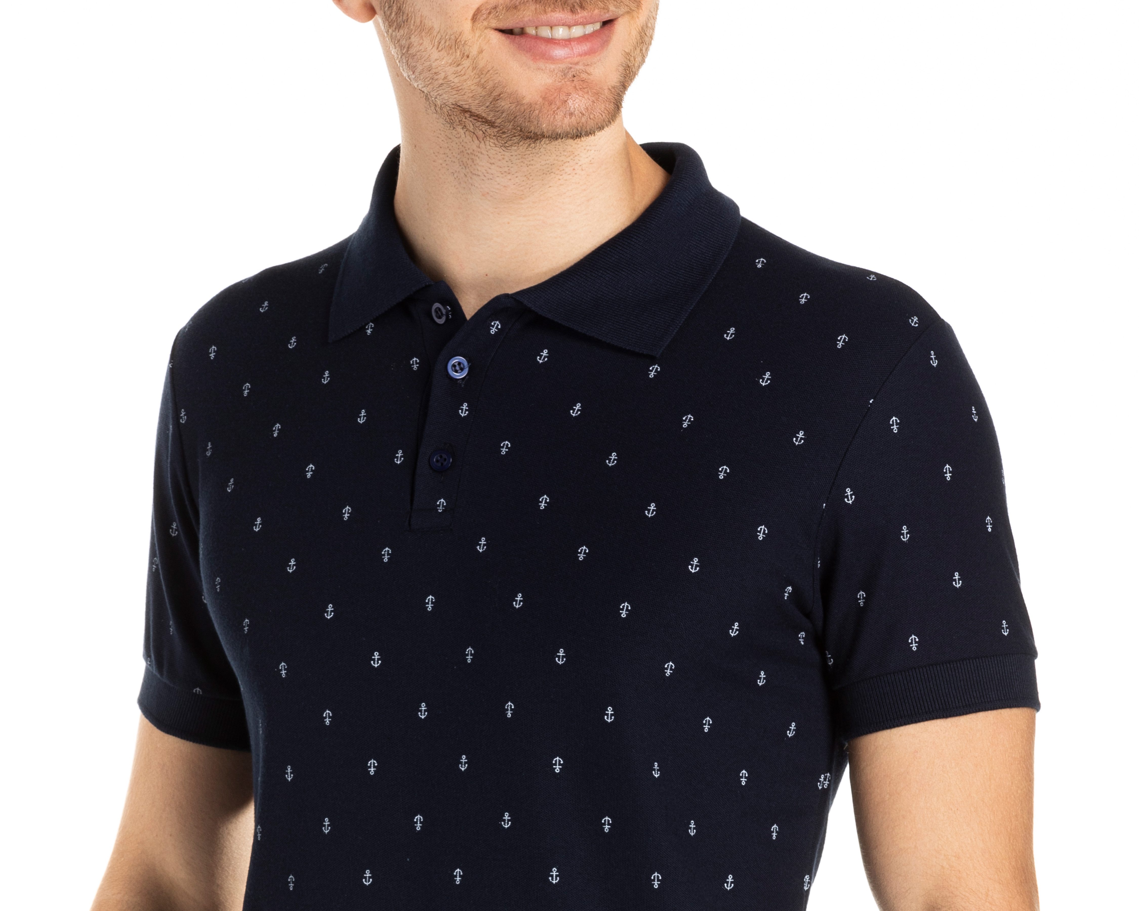 Foto 4 pulgar | Foto 3 | Playera Polo Refill Azul Marino para Hombre