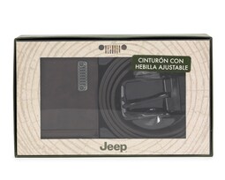 Cartera y Cinturón para Hombre Jeep Café 2 Piezas