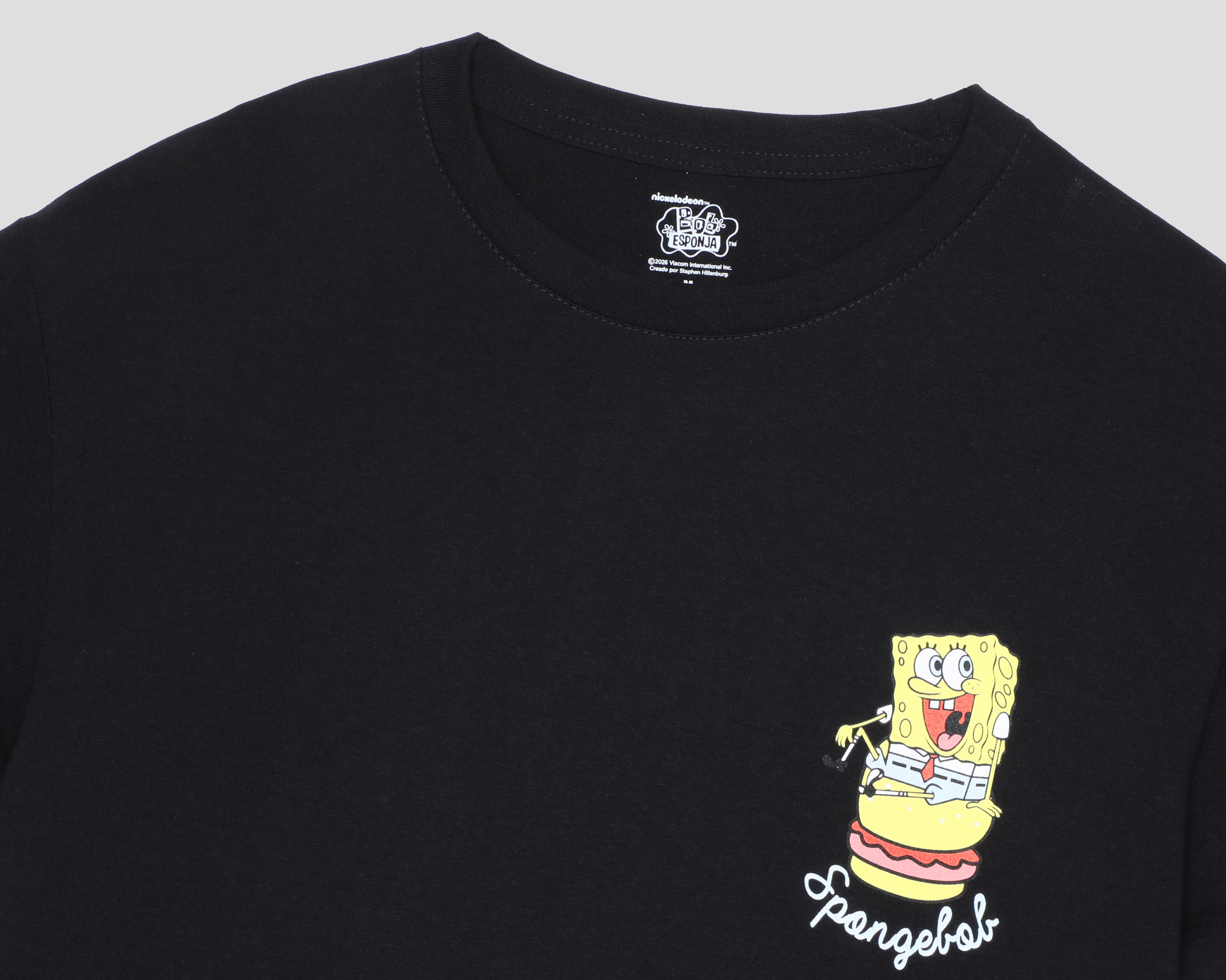 Foto 4 pulgar | Foto 3 | Playera de Cuello Redondo Negra Bob Esponja para Hombre