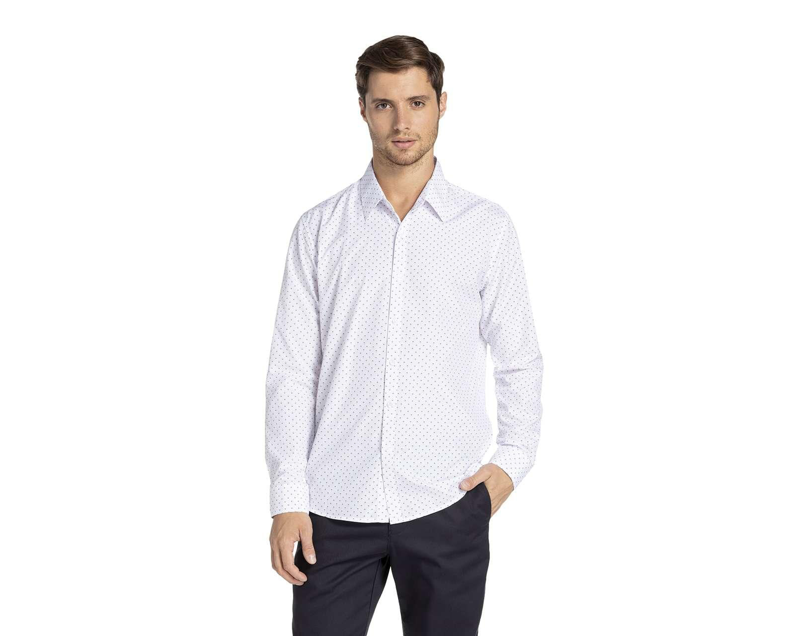 Camisa Casual Wall Street Regular Fit con Miniprint