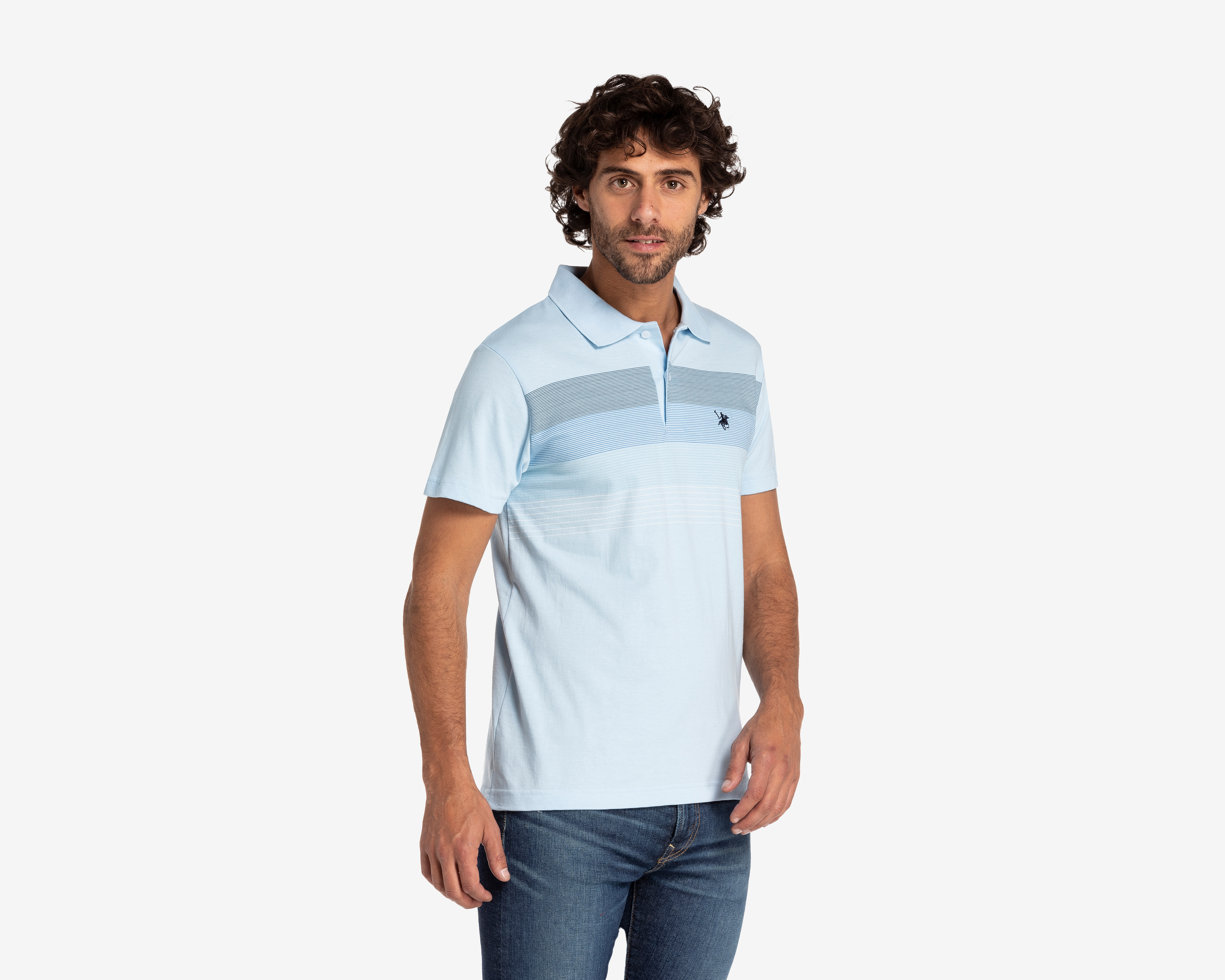 Foto 2 pulgar | Foto 1 | Playera Polo York Team Polo Club Azul para Hombre