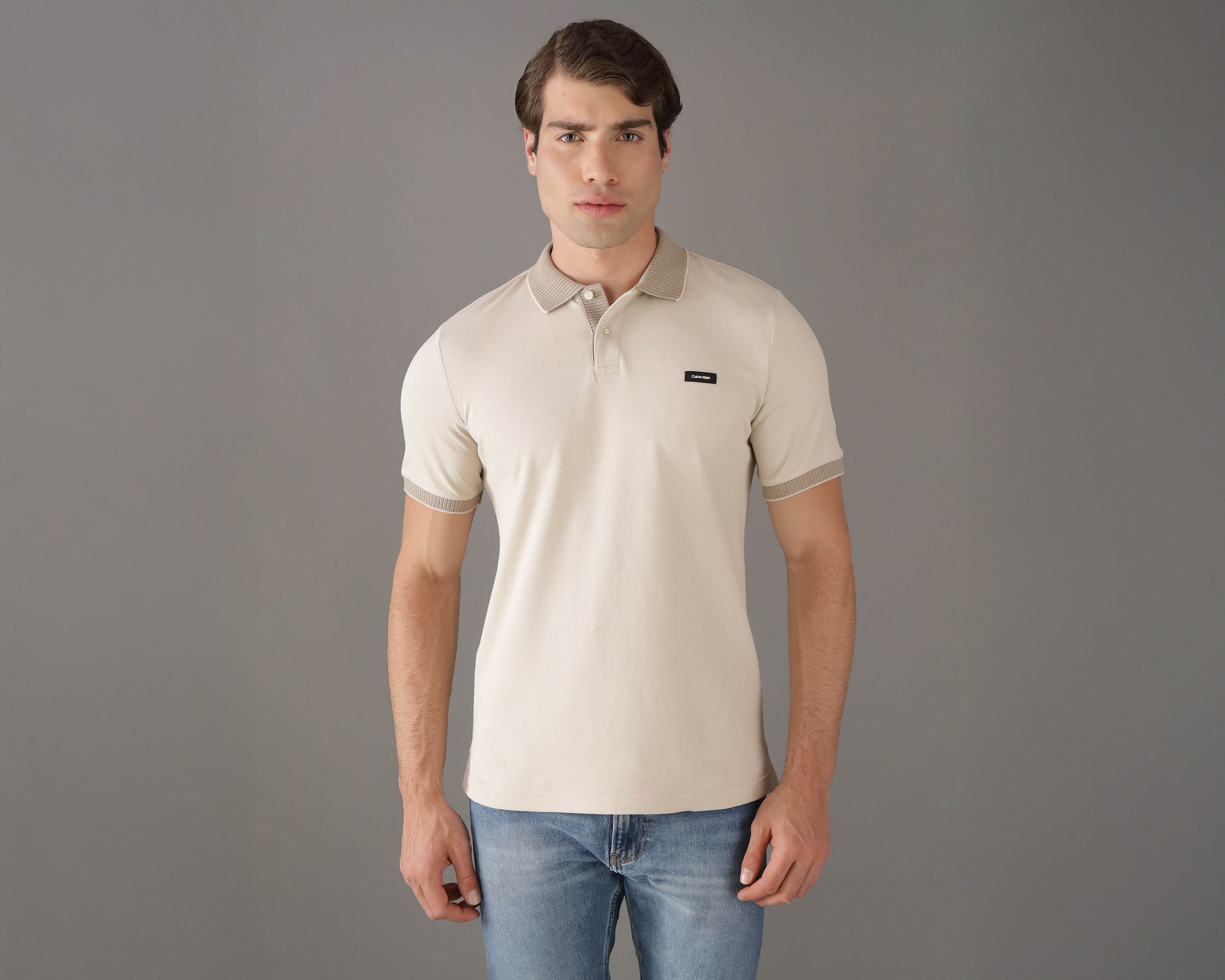 Playera Polo Calvin Klein Beige para Hombre