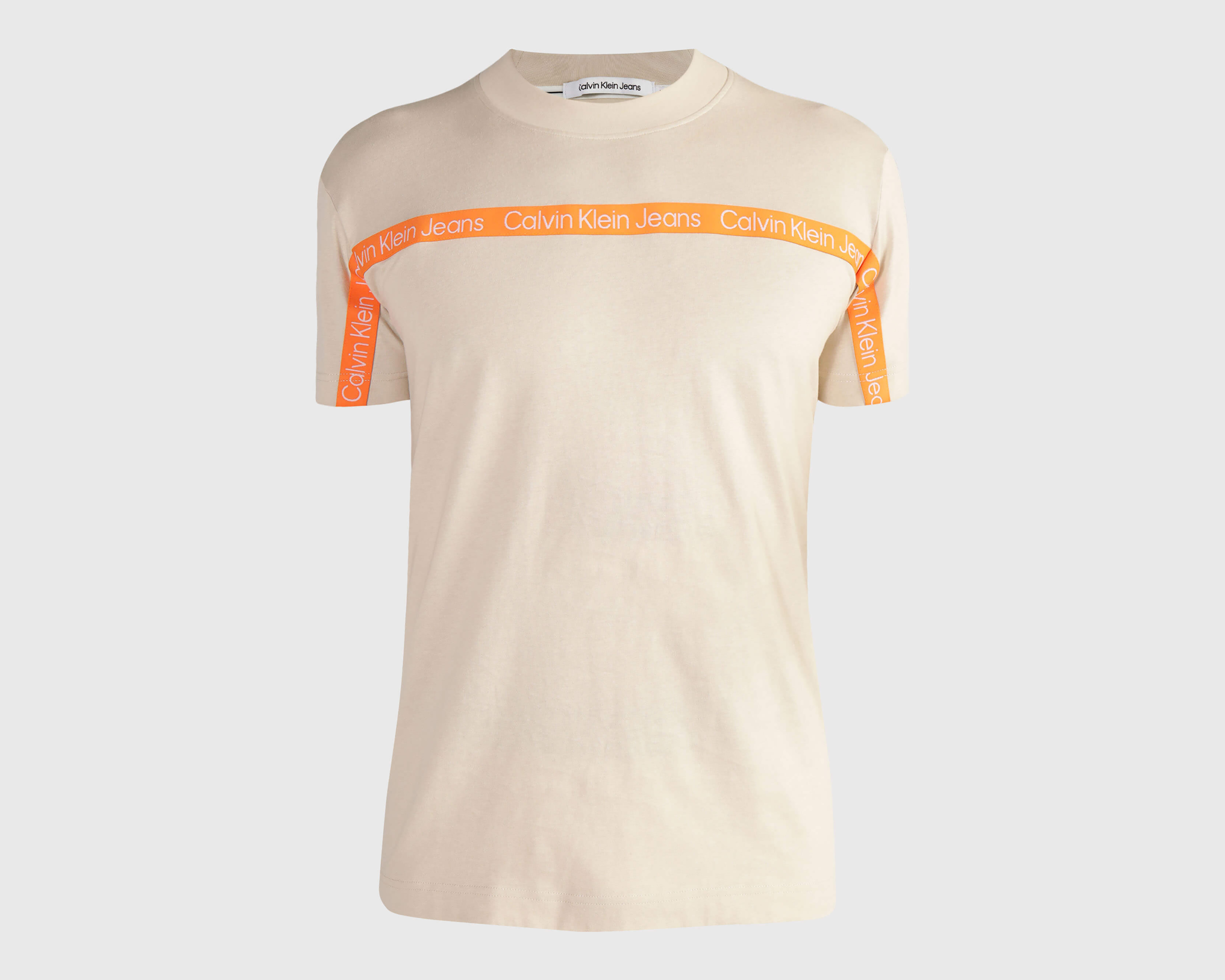 Foto 6 pulgar | Foto 5 | Playera de Cuello Redondo Beige Calvin Klein para Hombre