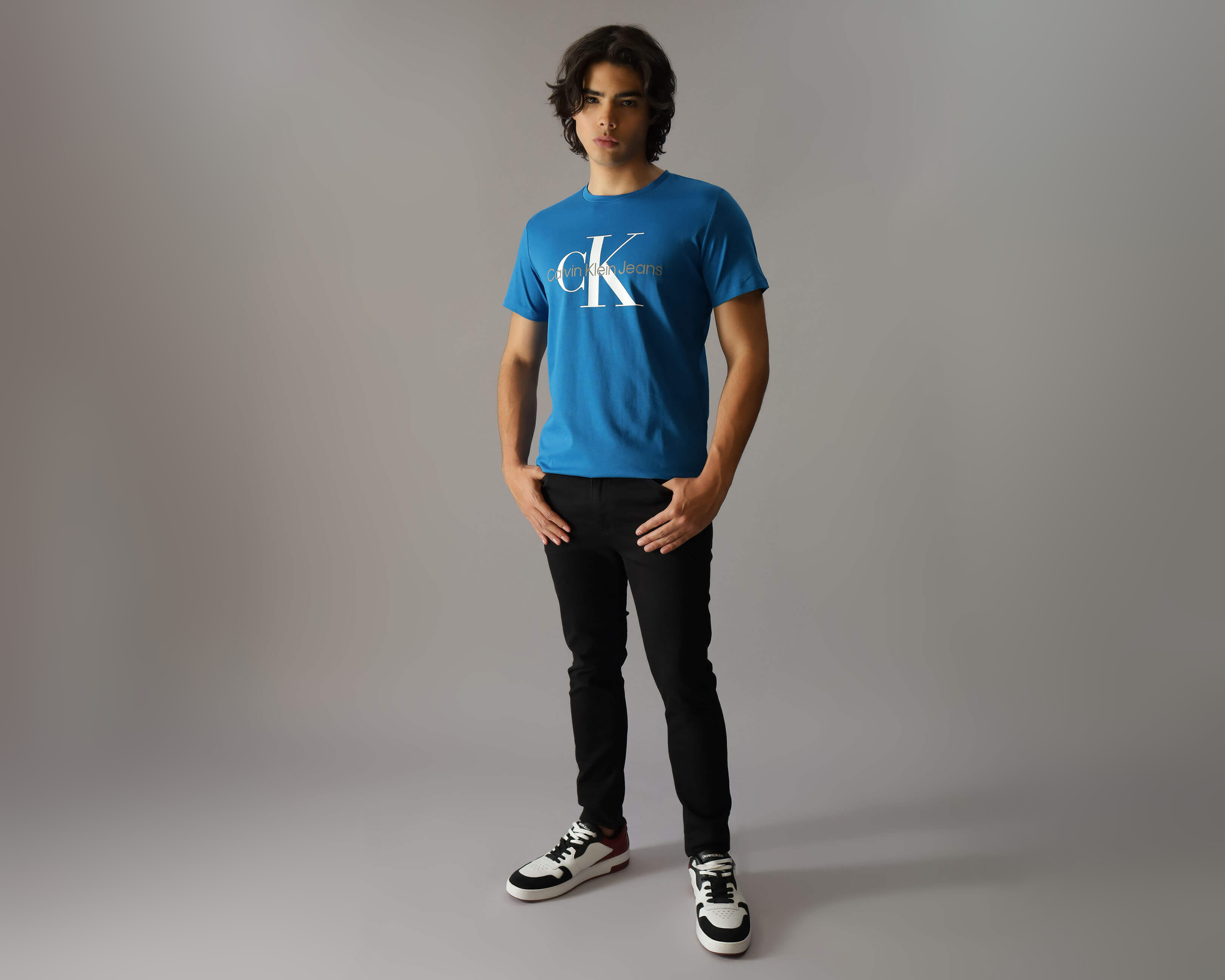 Playera de Cuello Redondo Azul Calvin Klein para Hombre