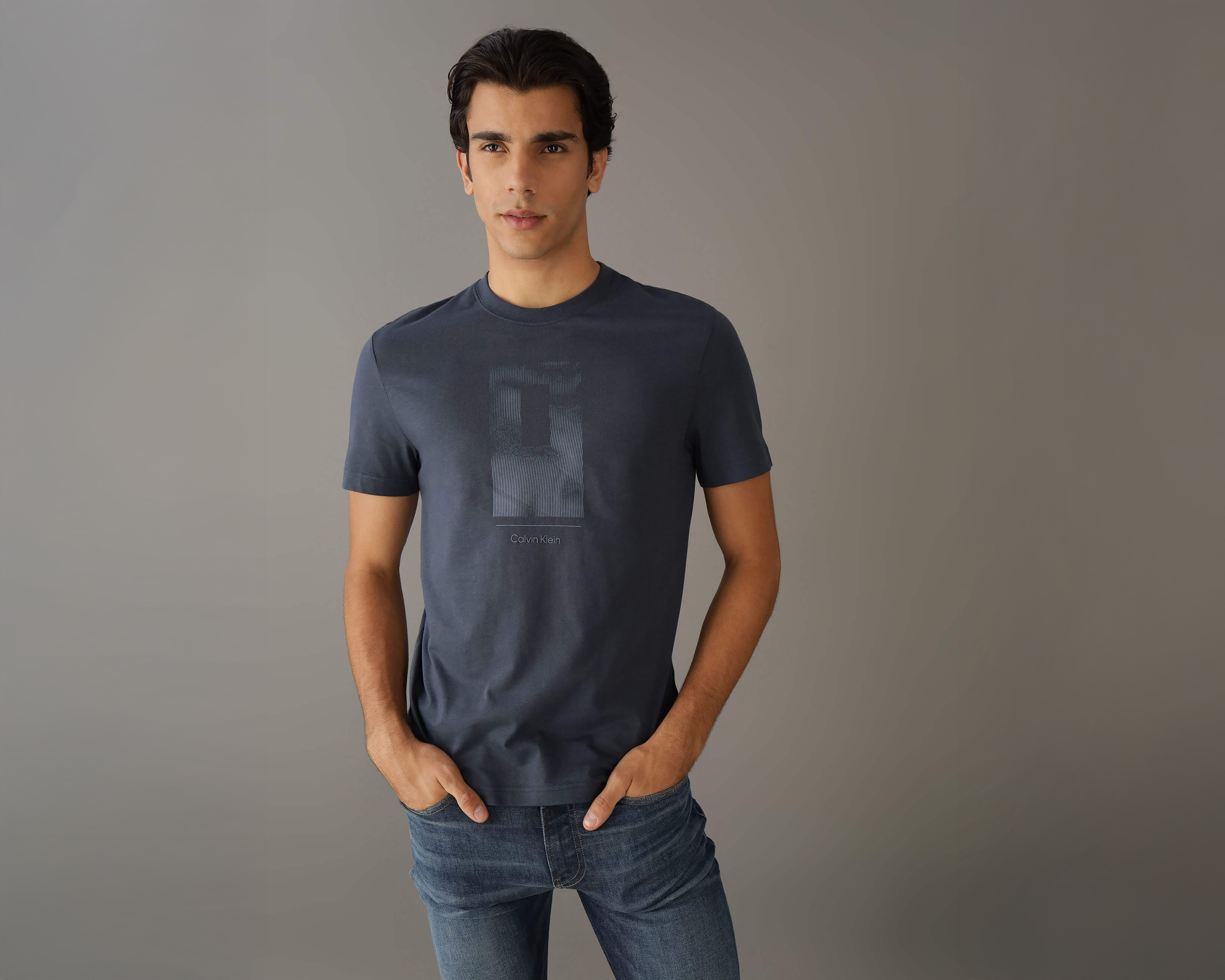 Playera de Cuello Redondo Azul Marino Calvin Klein para Hombre