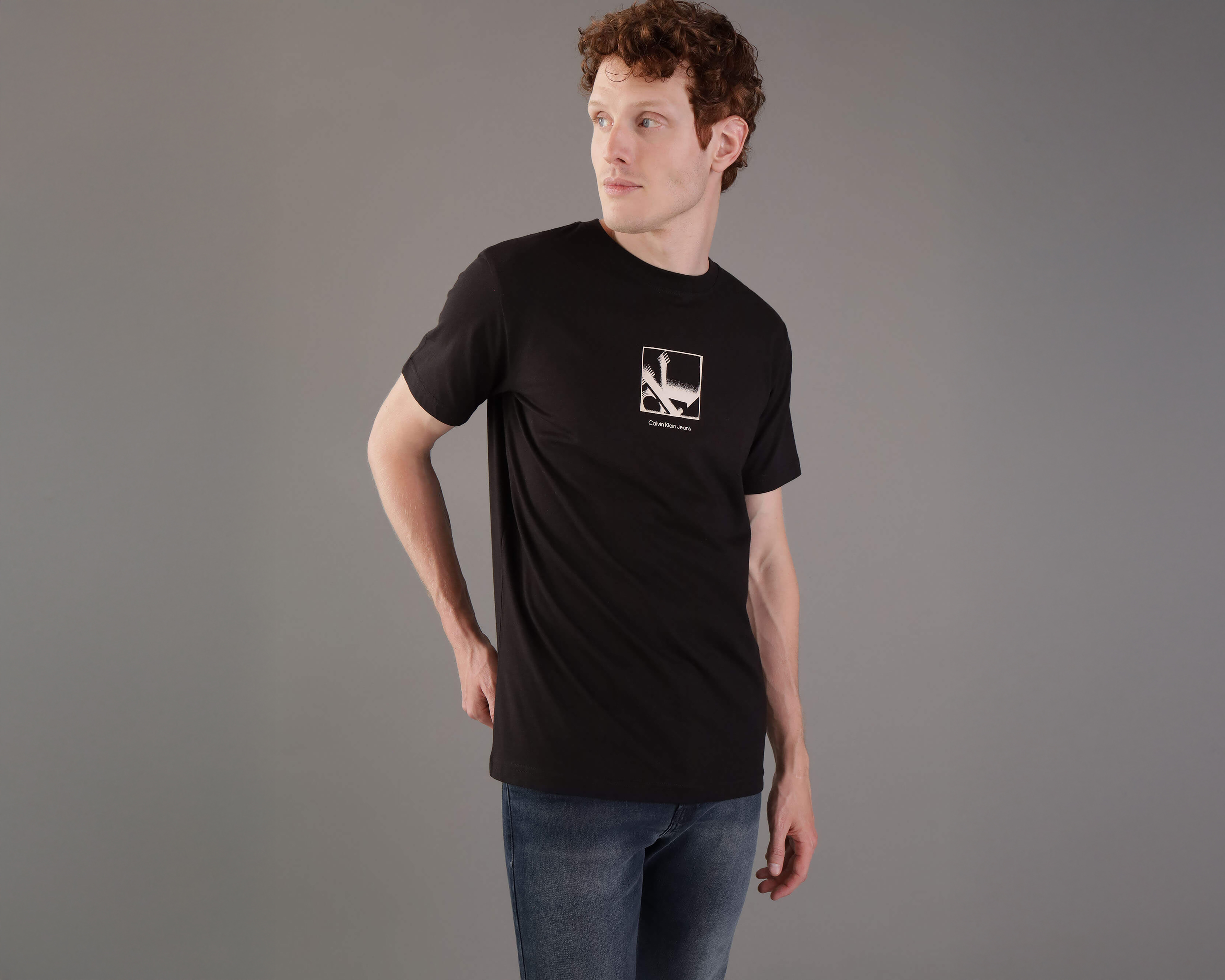 Playera de Cuello Redondo Negra Calvin Klein para Hombre