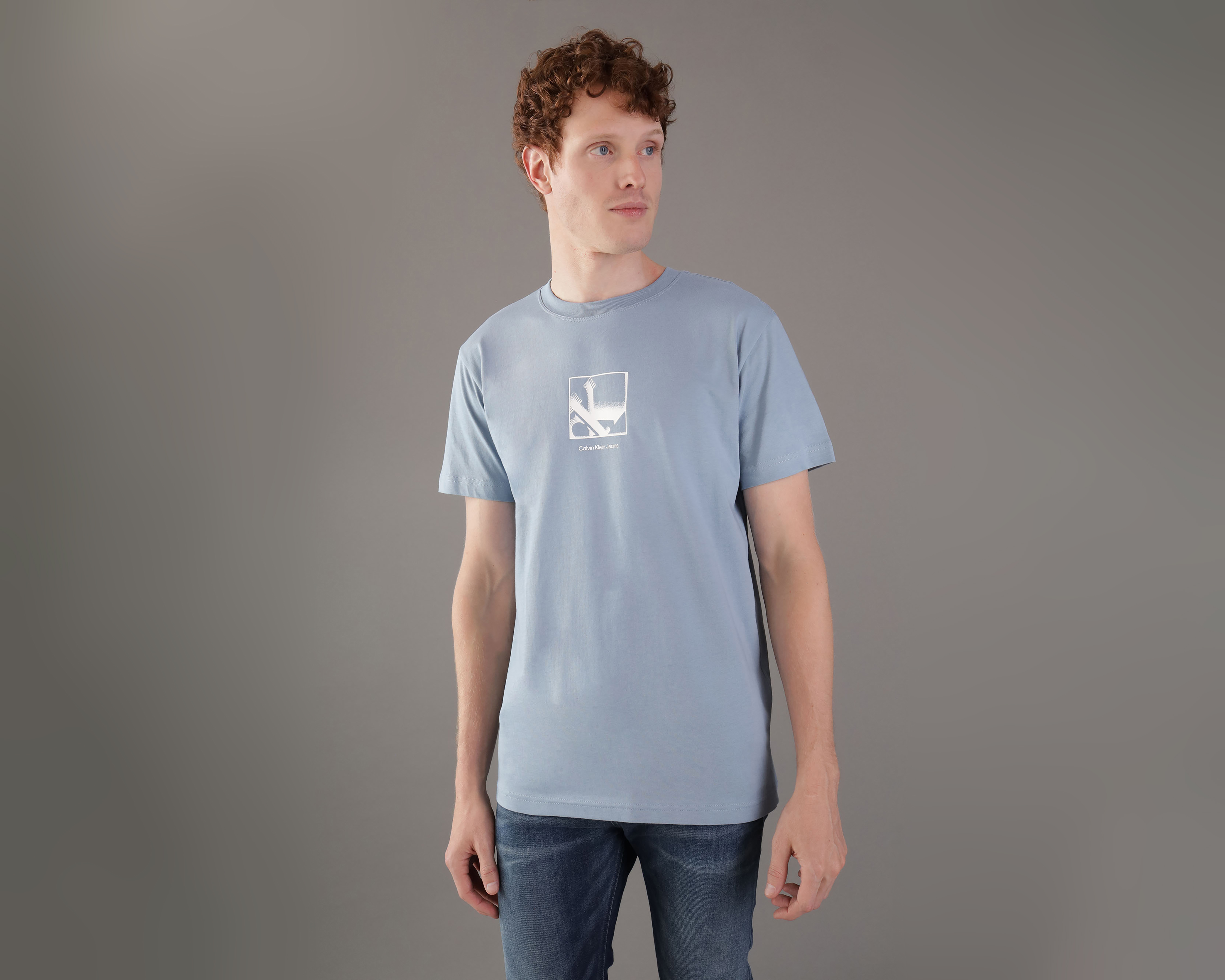 Playera de Cuello Redondo Azul Calvin Klein para Hombre