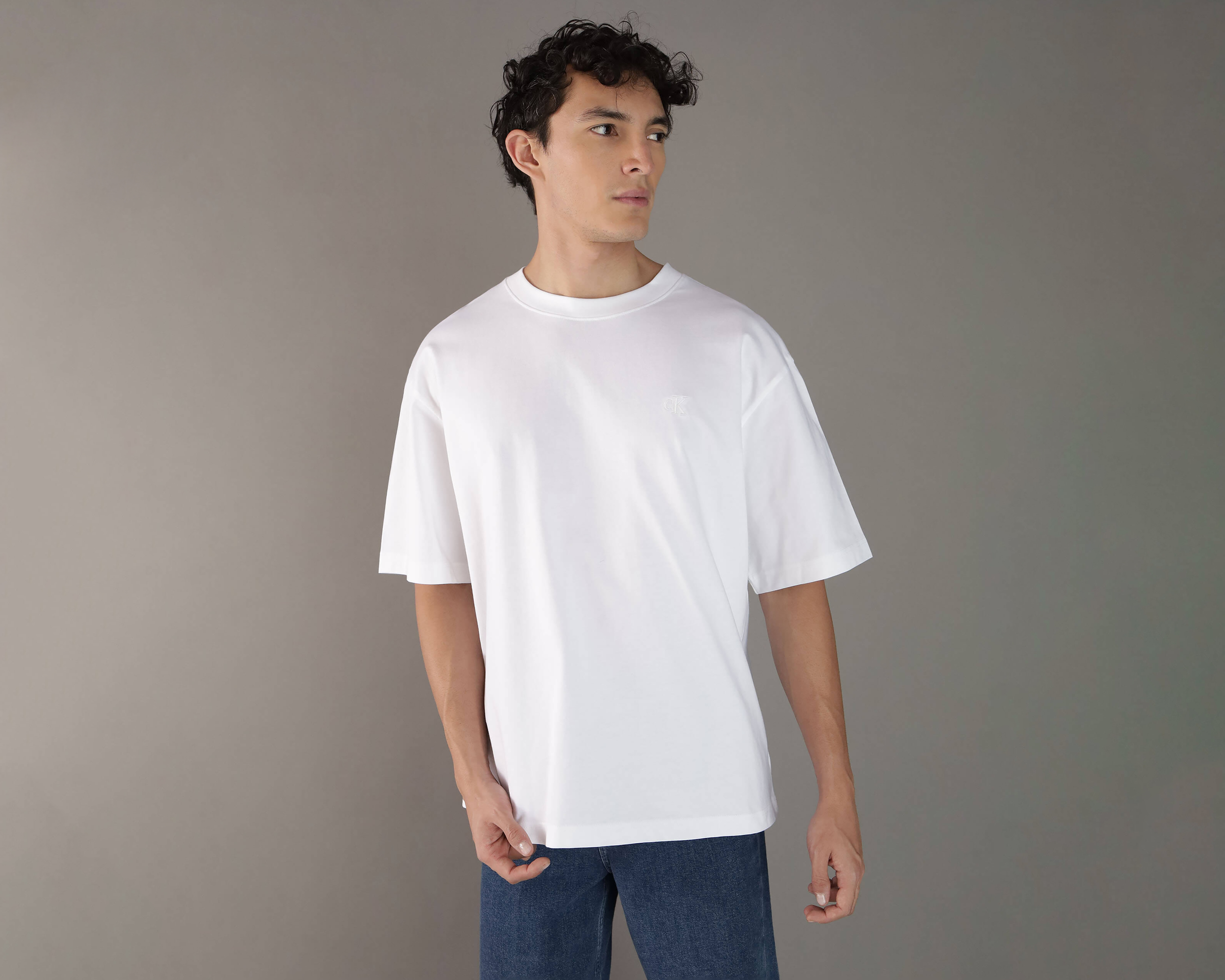 Playera de Cuello Redondo Blanca Calvin Klein para Hombre