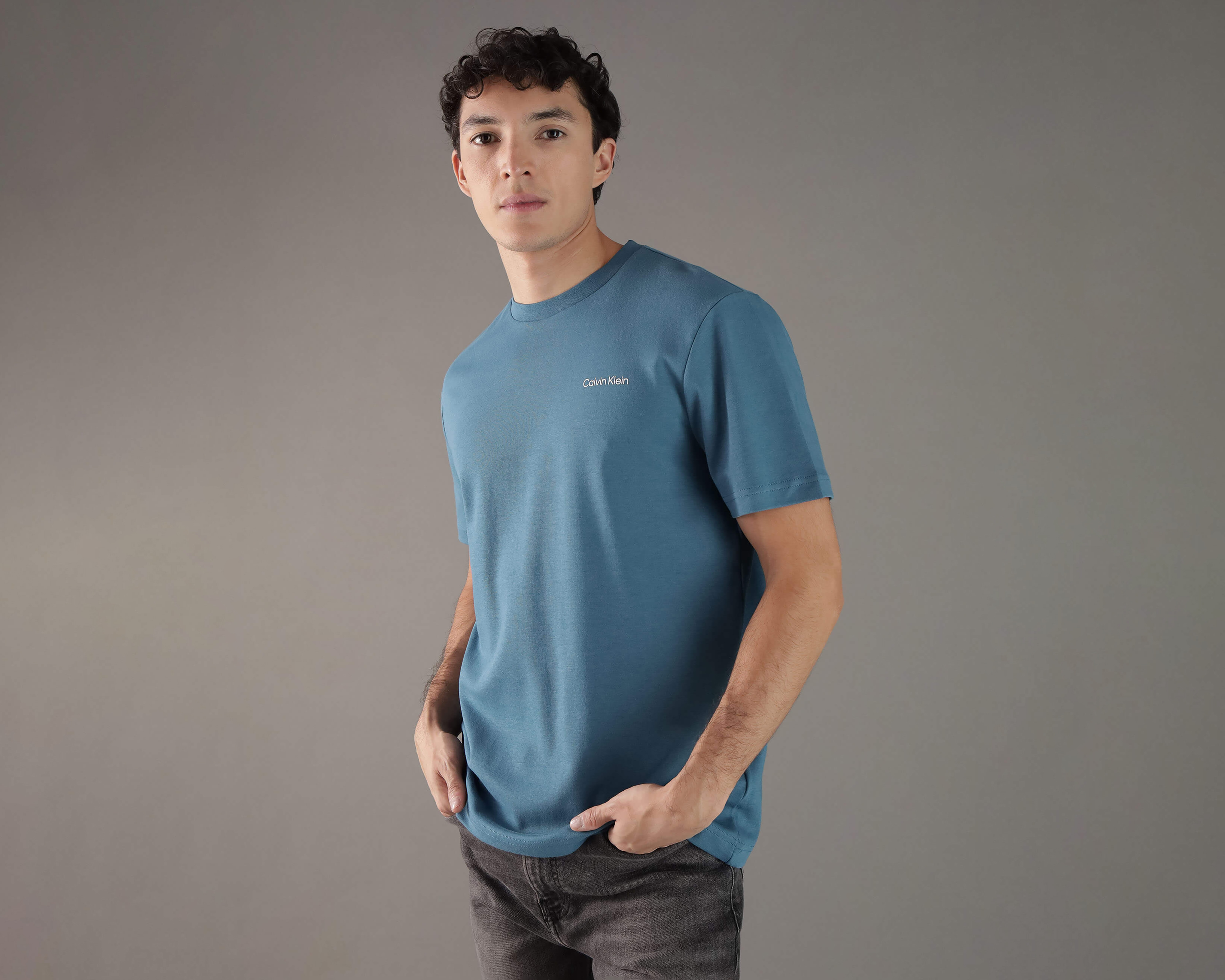 Foto 1 | Foto 1 | Playera de Cuello Redondo Azul Calvin Klein para Hombre