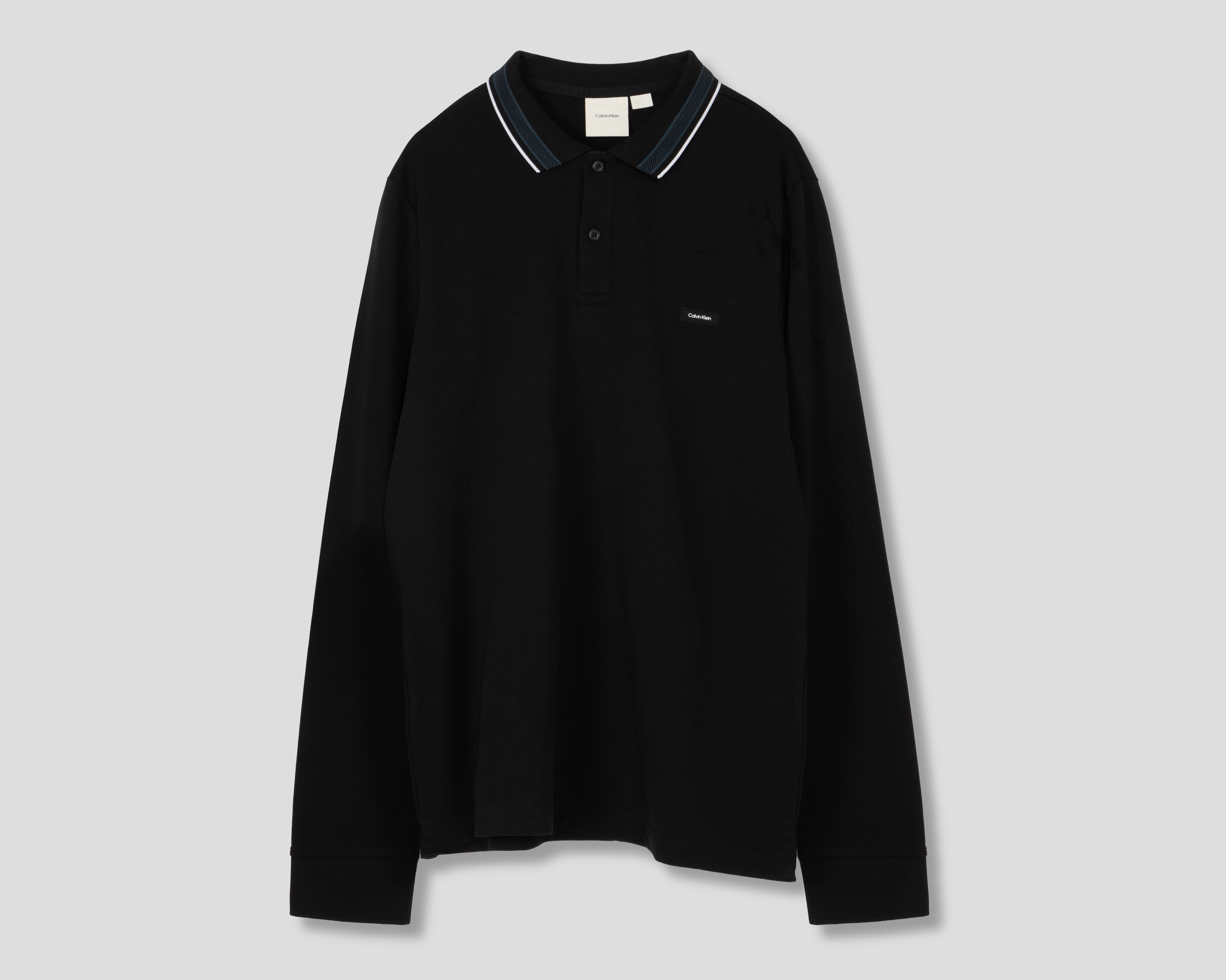 Playera Polo Calvin Klein Manga Larga Negra para Hombre