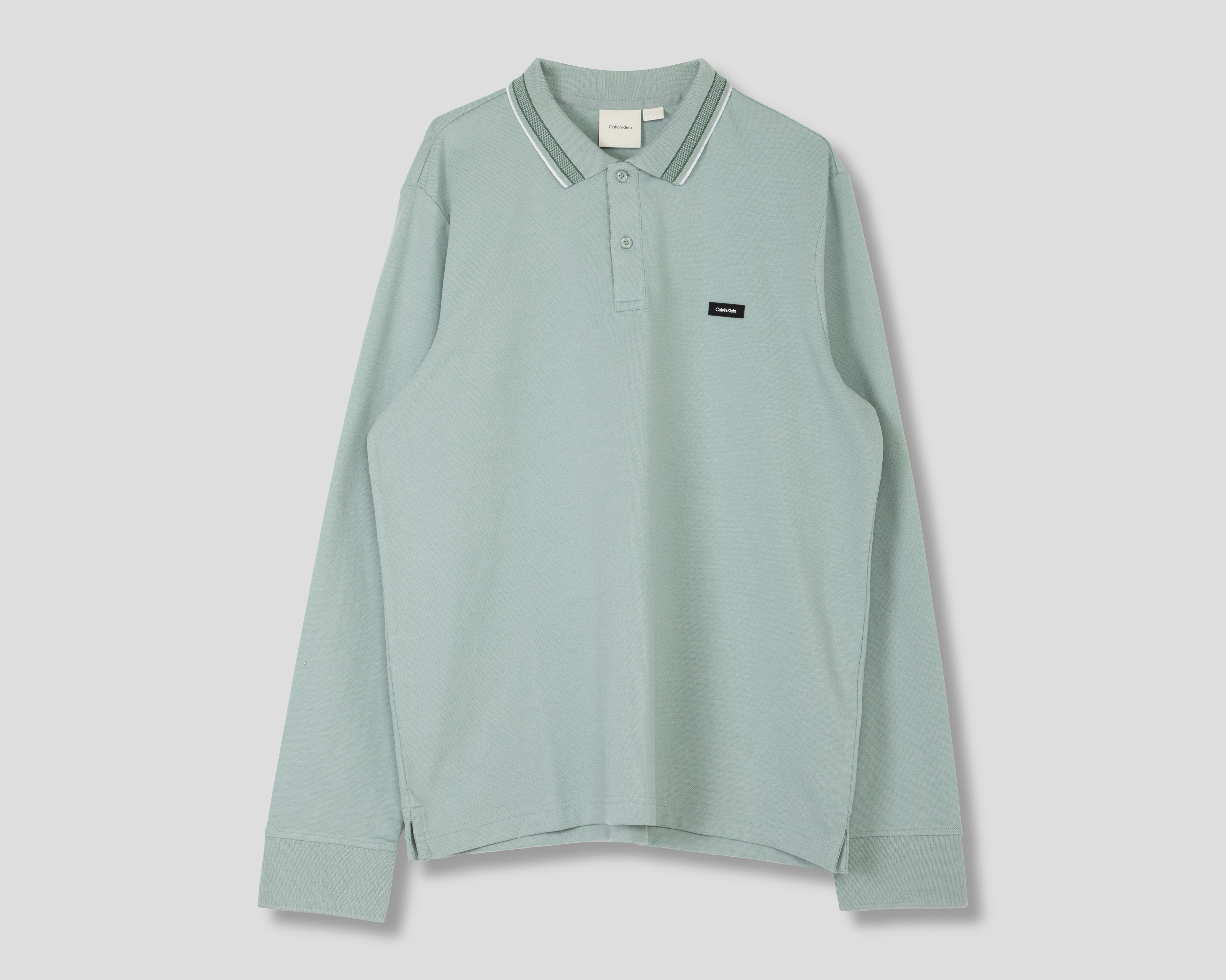 Playera Polo Calvin Klein Manga Larga Verde para Hombre